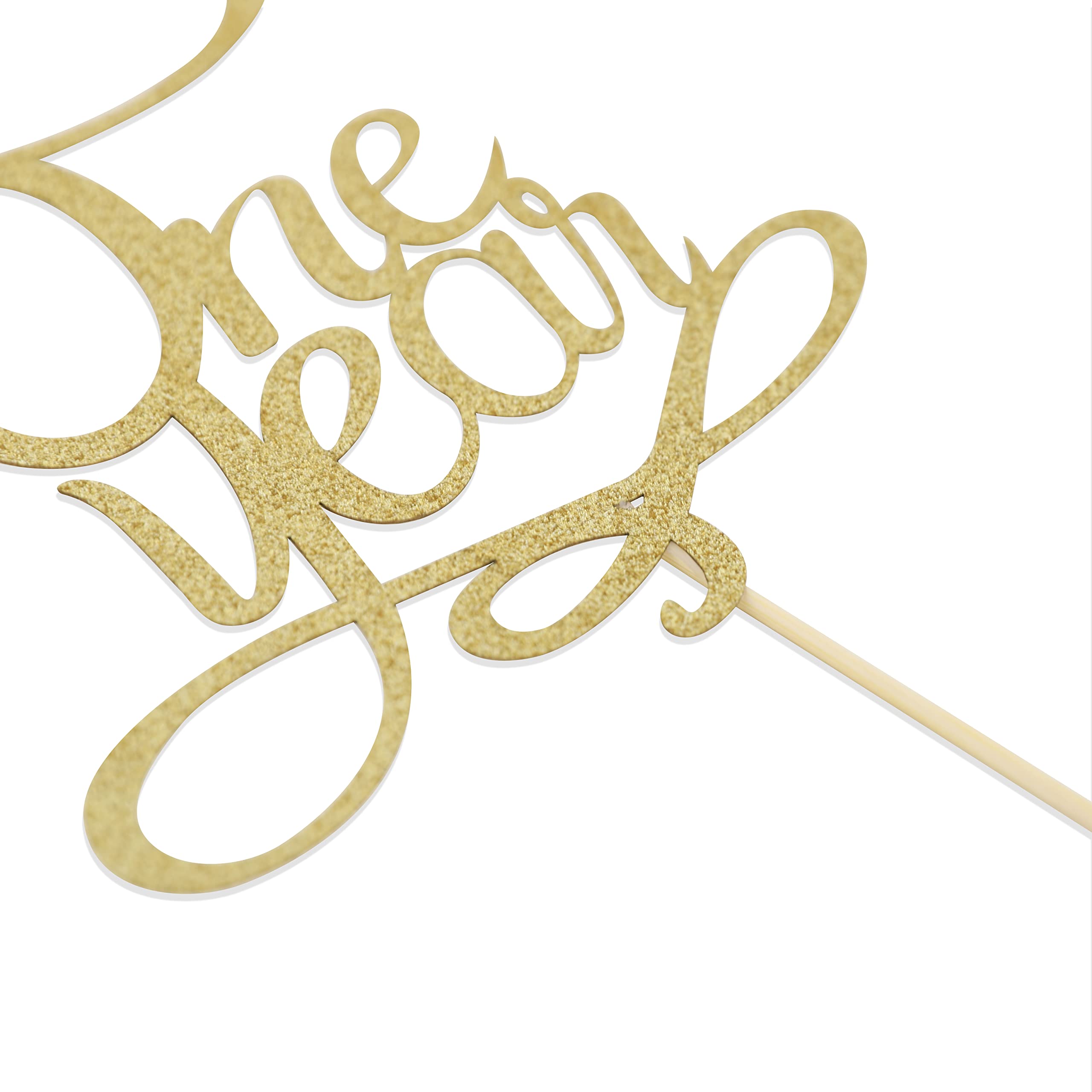 1st Anniversary Cake Topper - Golden Glitter Wedding Cake Decor for 1 Year Married Couples | Perfect for Anniversary Parties, Romantic Celebrations & Photo Backdrops