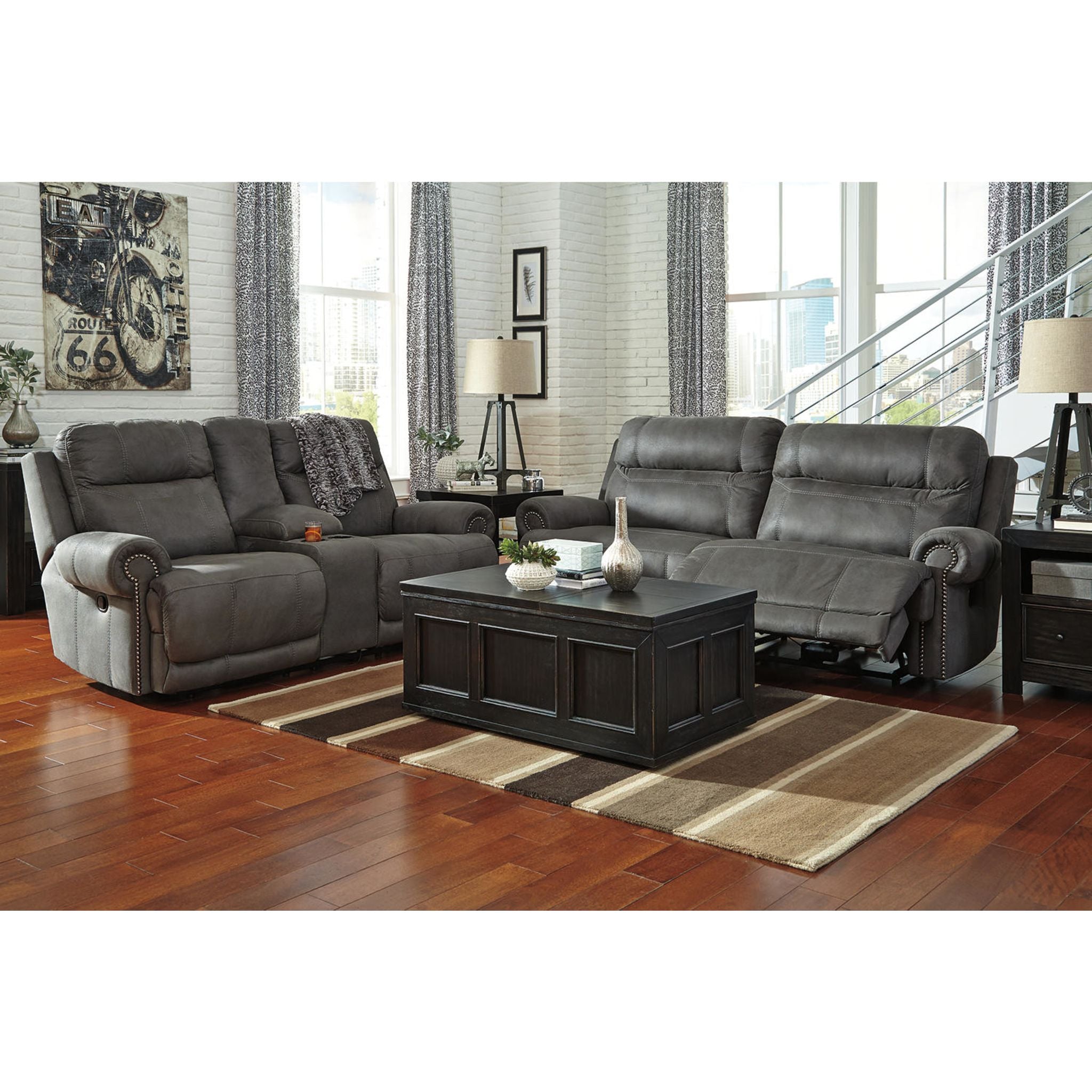 Stylish Austere Reclining Sofa in Gray - Modern Comfort for Living Room, Home Theater & Lounge Spaces