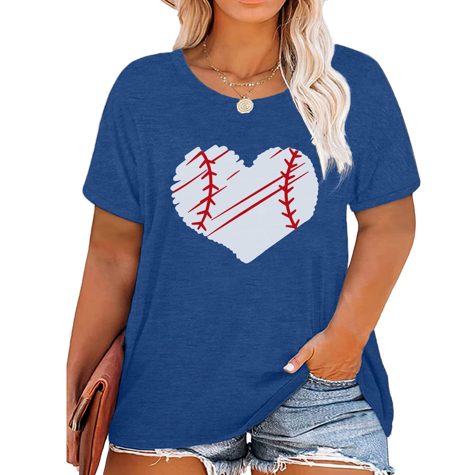 Plus Size Women's Funny Baseball Graphic Tee - Casual Short Sleeve T-Shirt for Women | Comfortable & Stylish Baseball Shirt for Everyday Wear, Sports Events & Casual Outings