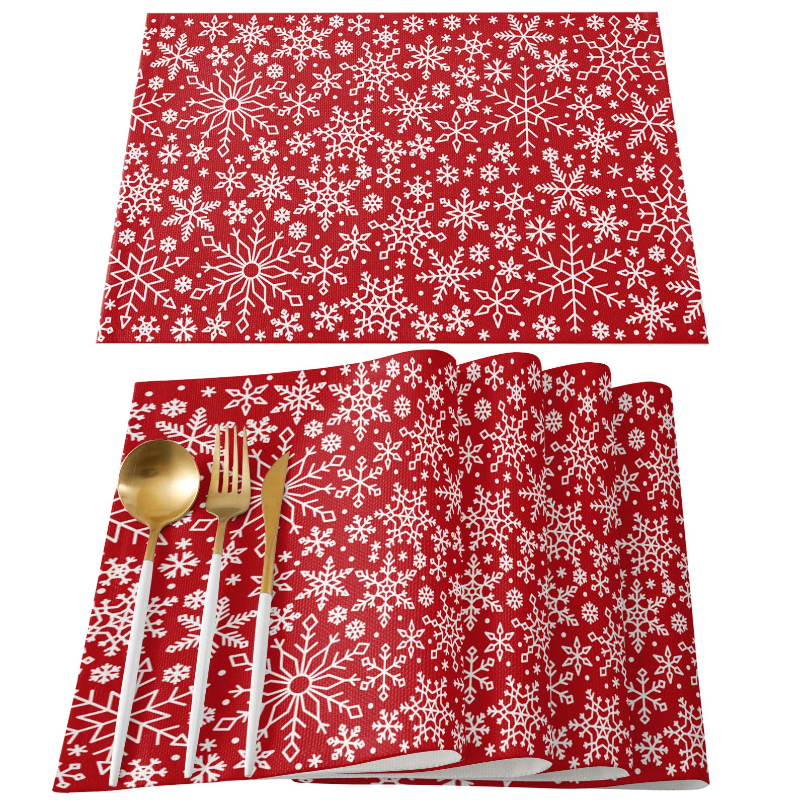 Ldtrchee Snowflake Christmas Placemats Set of 6 - 13