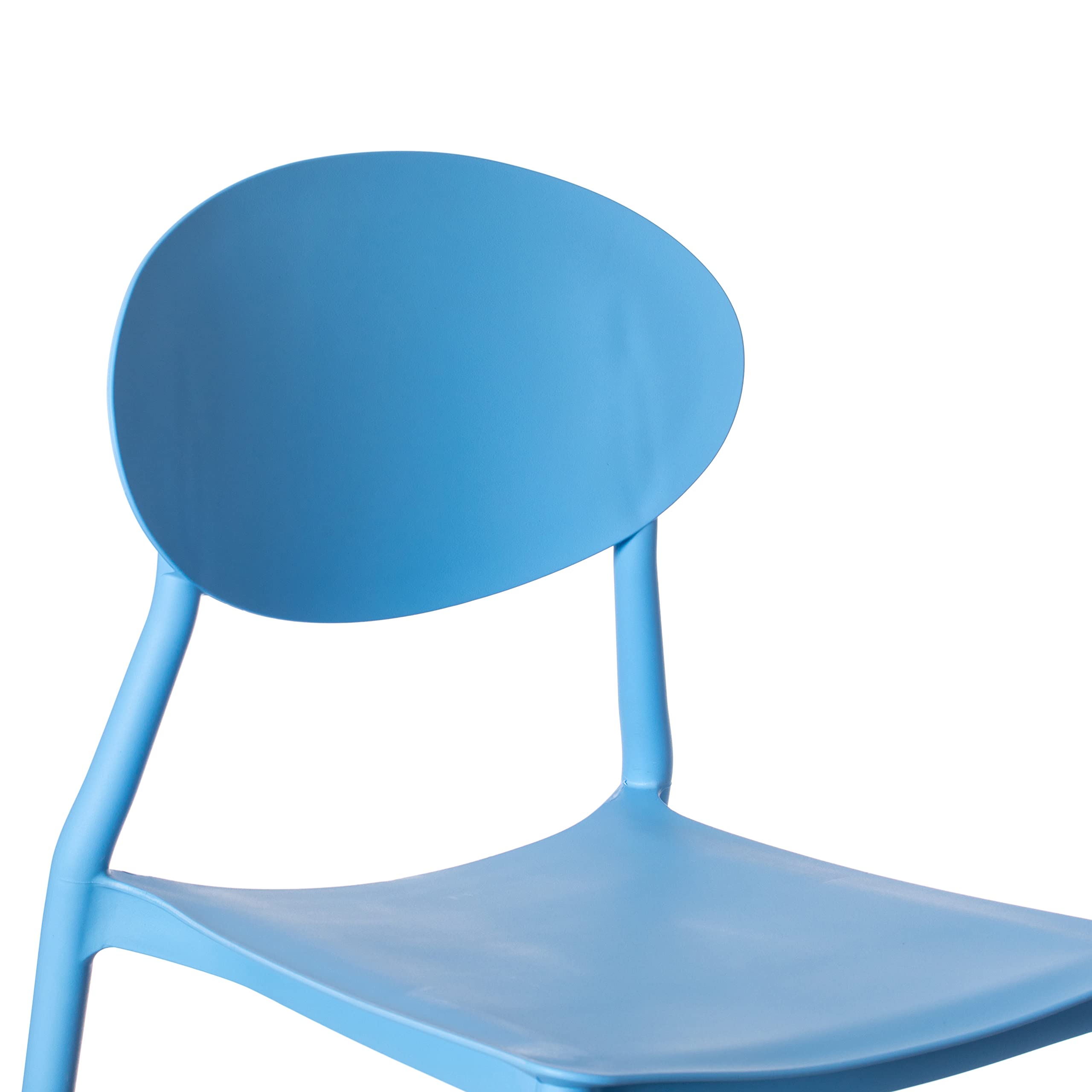 Fabulaxe Modern Plastic Outdoor Dining Chairs - Set of 4 Blue Patio Chairs with Open Oval Back Design for Garden, Poolside, and Backyard Dining