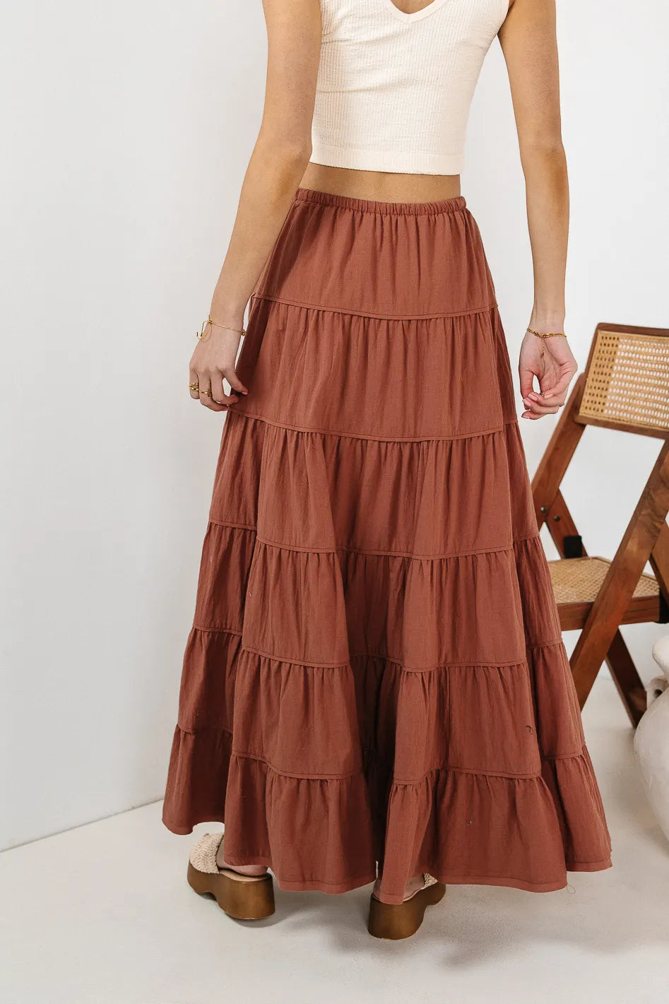 Kenzington Tiered Skirt in Brown | Women's Fashion Skirt | Perfect for Casual Wear, Office & Date Night | FINAL SALE