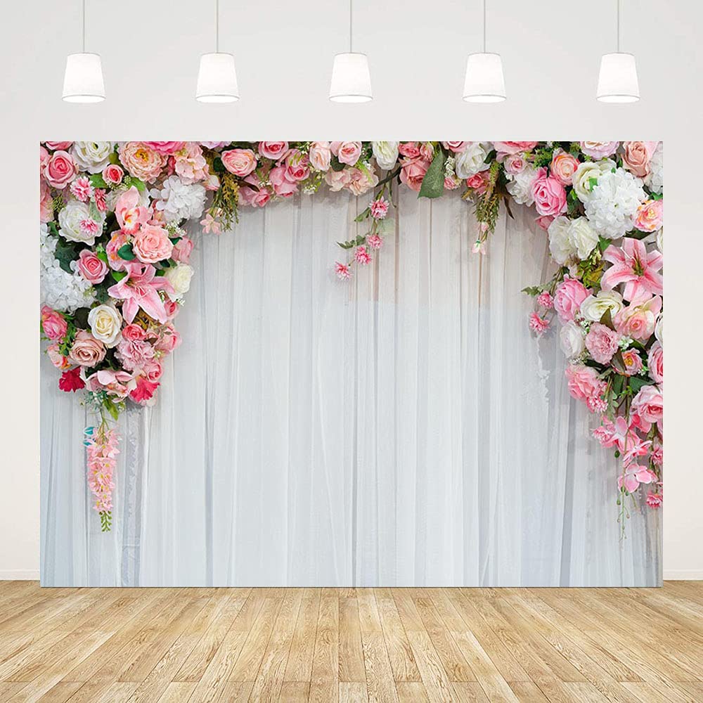 8x6ft Pink Flower Wall Backdrop - Elegant Wedding, Bridal Shower & Birthday Party Decor | Photography Background for Anniversary, Baby Shower & Photo Shoot Props | Perfect for Indoor Events & Social Media Content Creation
