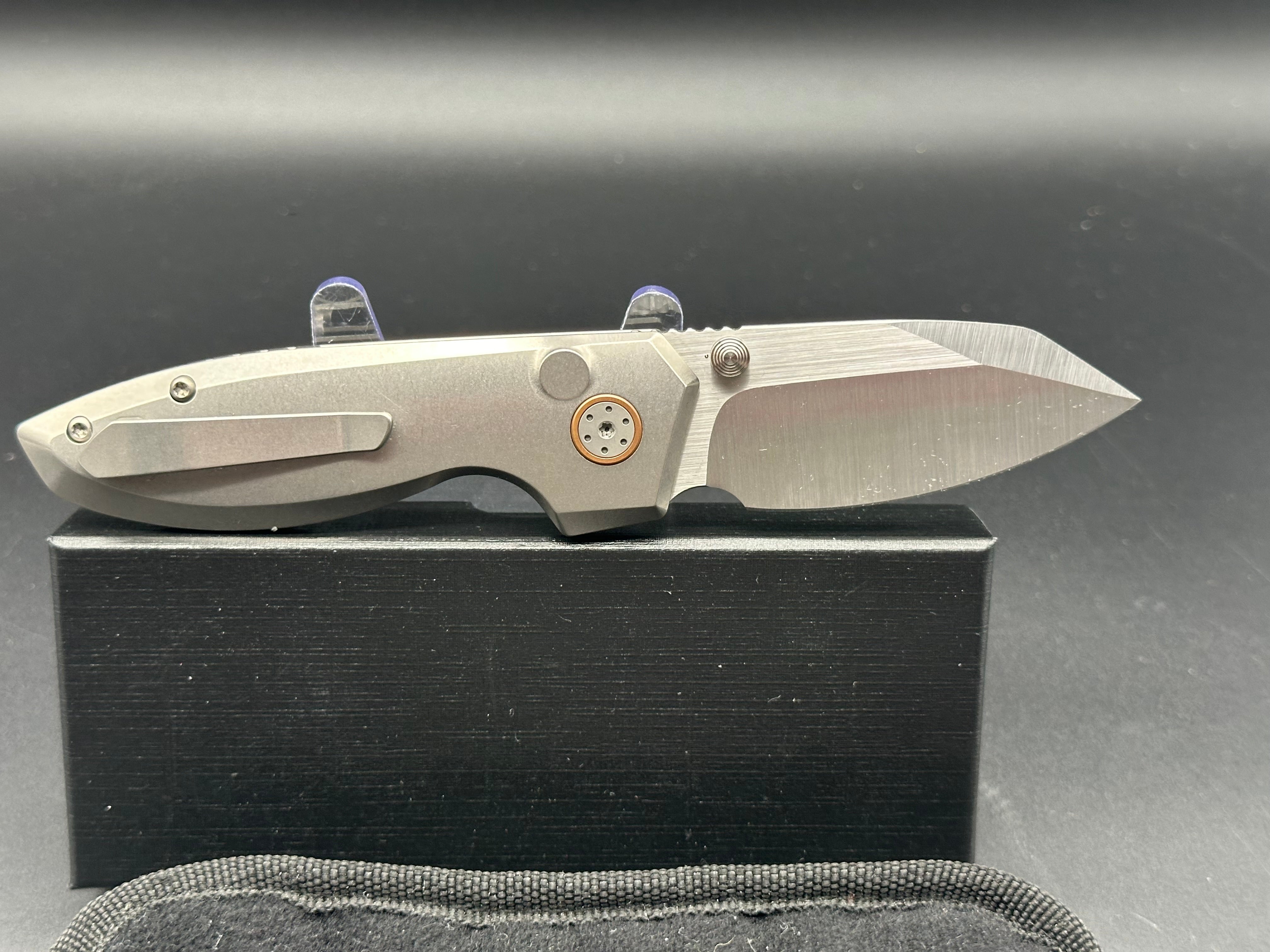 Alliance Designs Mini Slim Pickins Titanium Folding Knife with Satin Elmax Blade - Compact EDC Knife for Outdoor, Camping & Everyday Carry