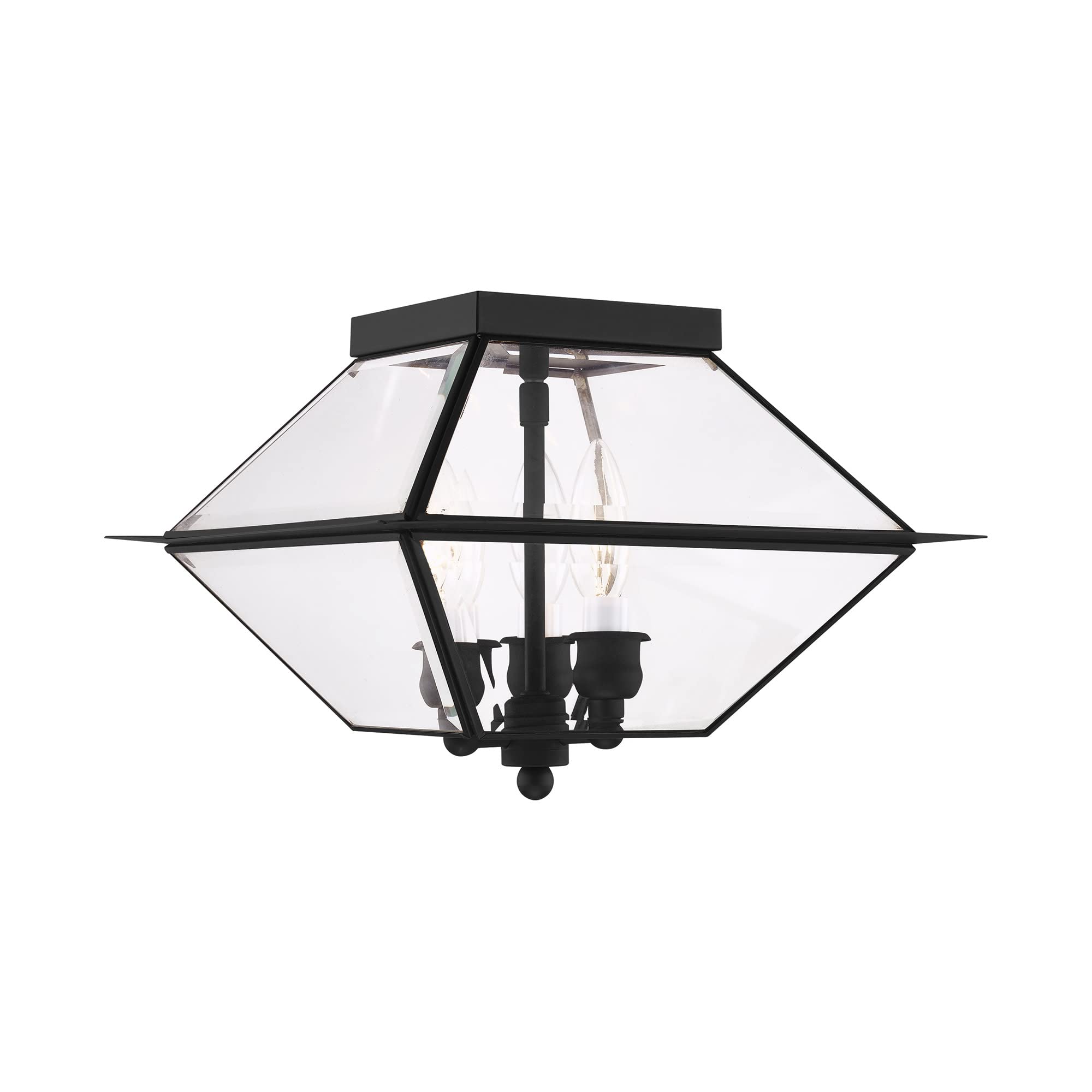Livex Lighting 2185-04 Westover 3-Light Black Ceiling Fixture for Indoor & Outdoor Use - Perfect for Porch, Patio, Garage, and Entryway Lighting