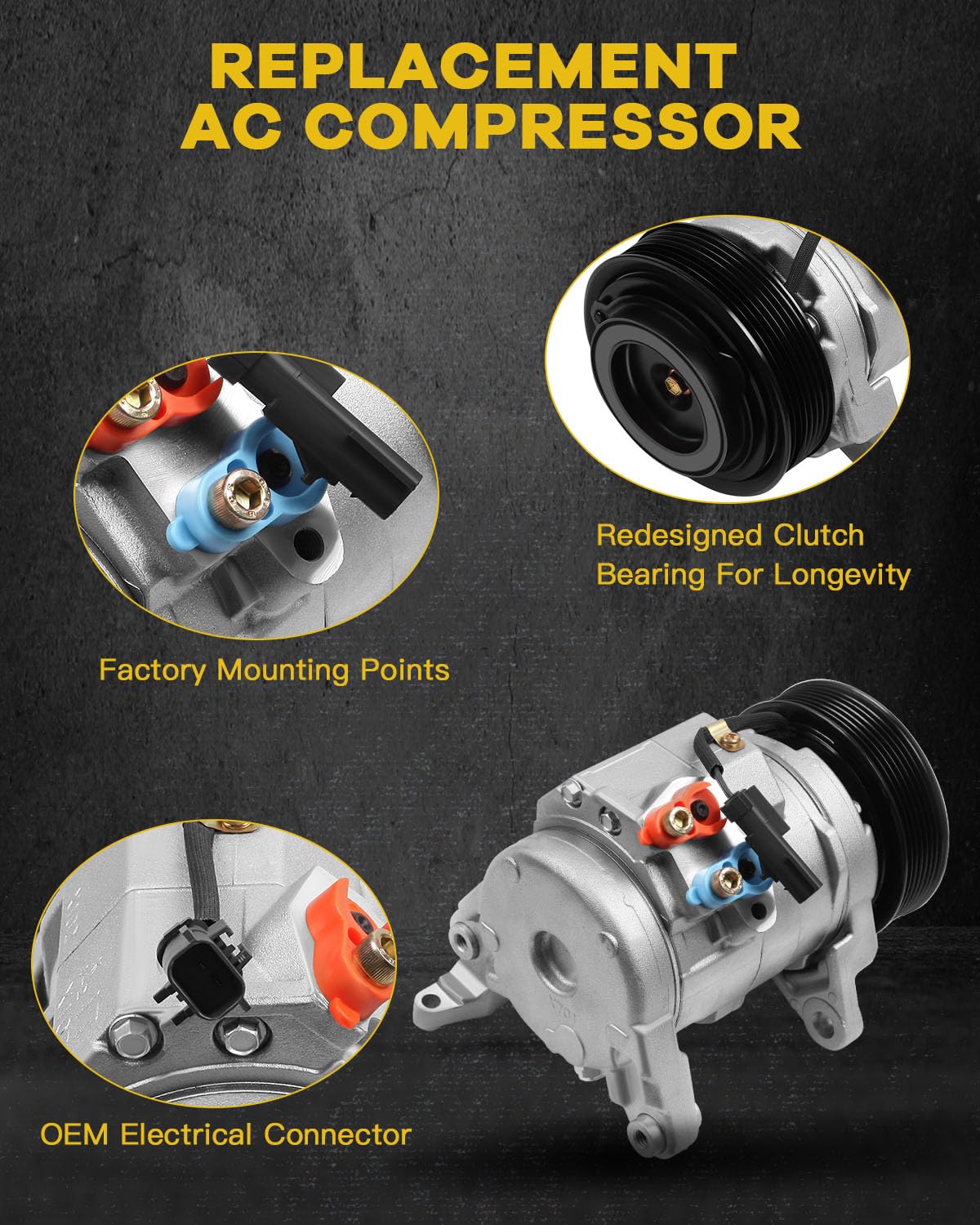 INEEDUP Air Conditioner Compressor for 2003-2008 Dodge Ram 1500 2500 3500 4000 5.7L V8 - Perfect for Summer Cooling & AC System Repair