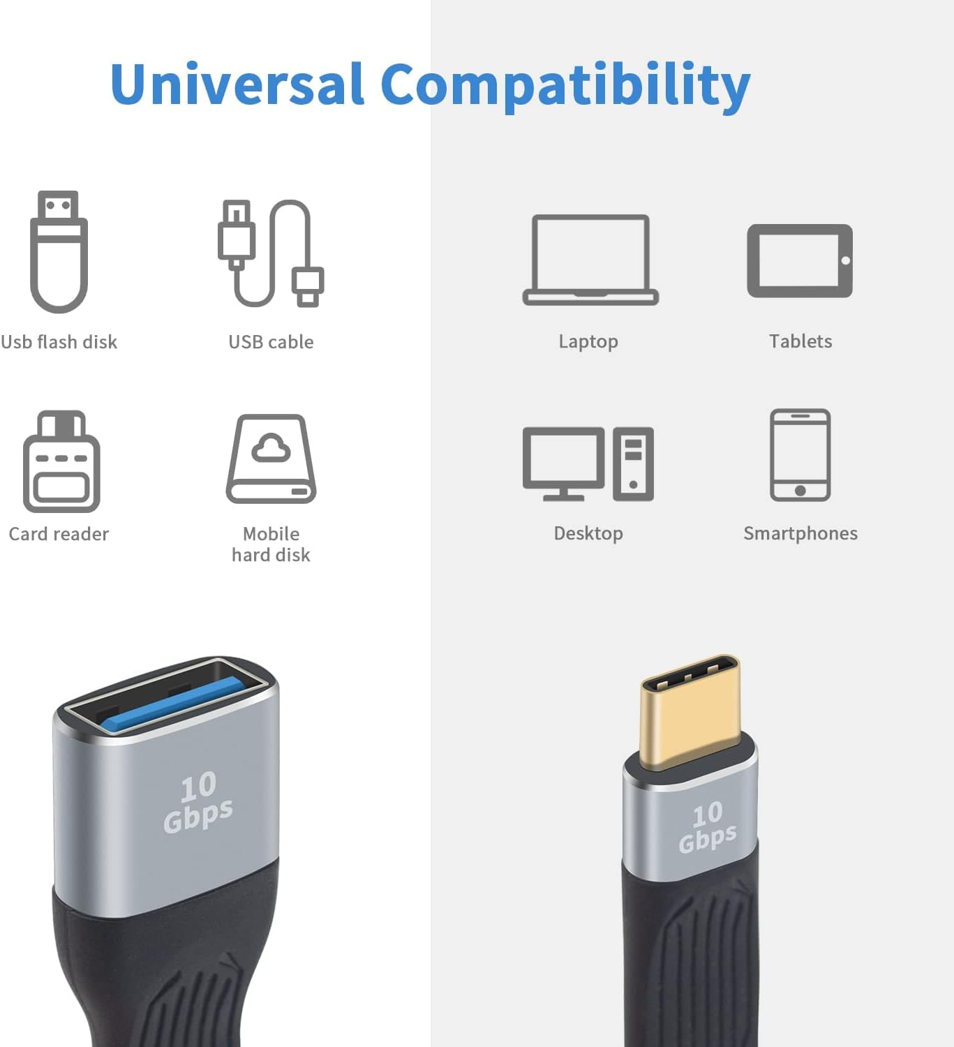 High-Speed USB C to USB A Adapter 10Gbps - USB-C Male to USB 3.0 Female Converter with OTG Support - Compatible with iPhone 15, Samsung Galaxy S23, MacBook Pro - Perfect for Charging, Data Transfer & Connecting Peripherals