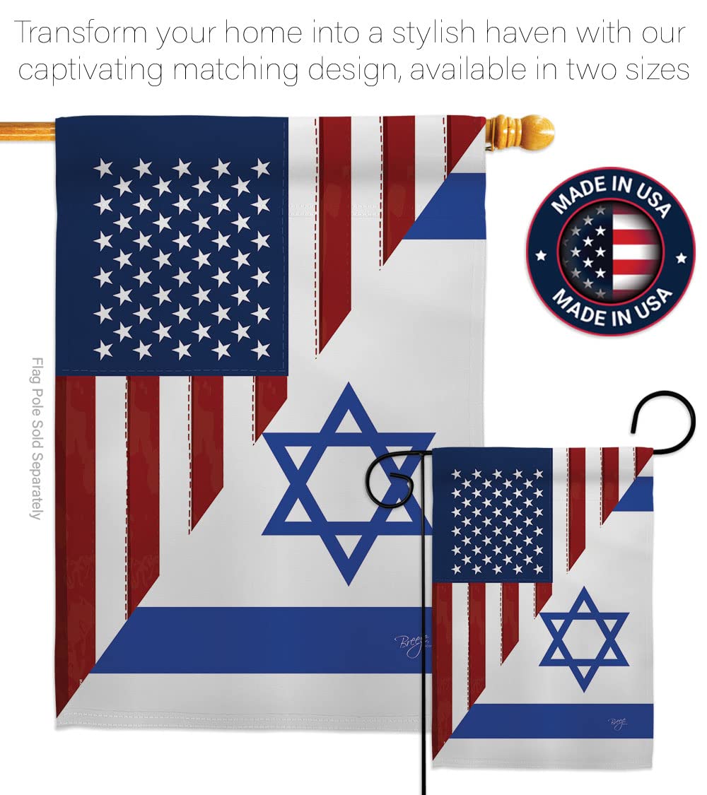 Israel US Friendship House Flag Set 28x40 with Pole - Outdoor Decor