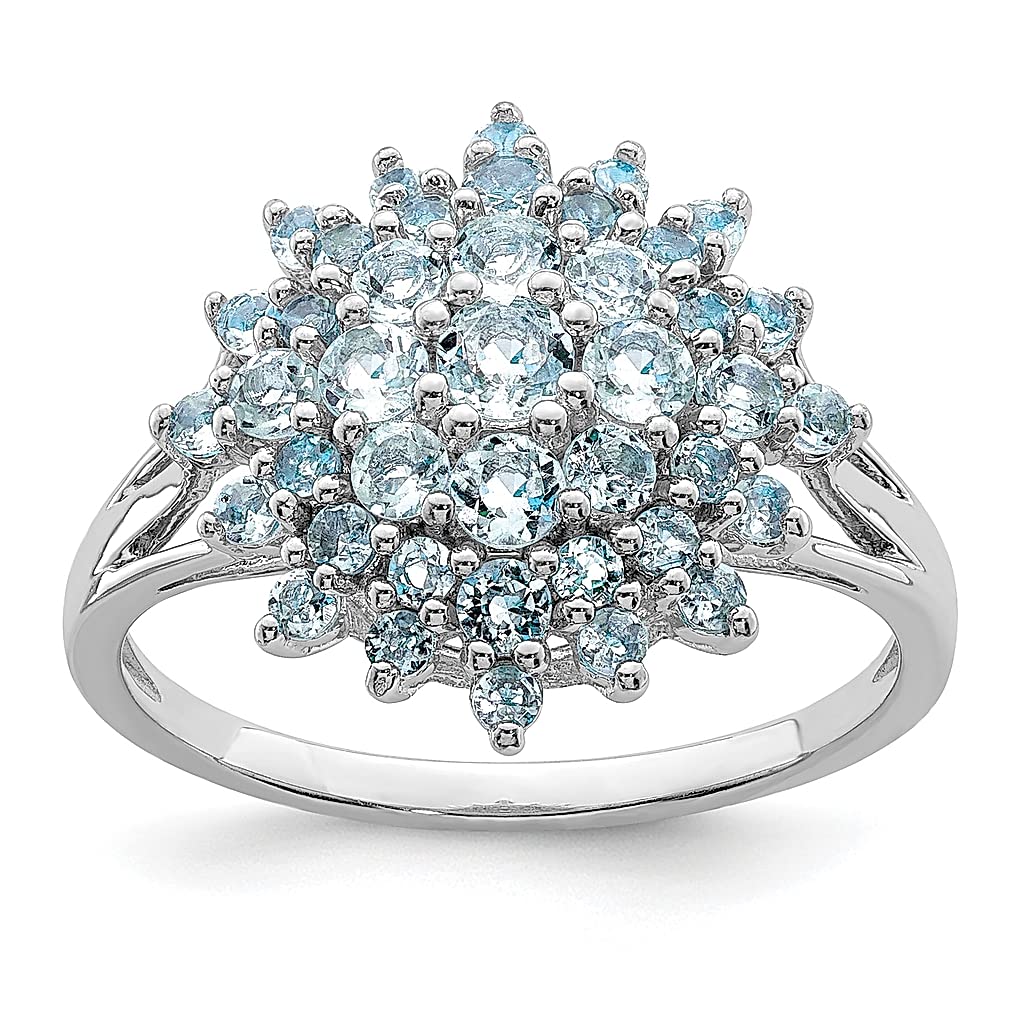 925 Sterling Silver Blue Aquamarine Band Ring - Genuine Gemstone Fine Jewelry for Women, Elegant Gift for Her - Perfect for Weddings, Anniversaries, Birthdays & Everyday Wear