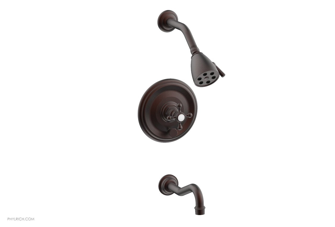 HENRI Pressure Balance Tub and Shower Faucet Set - Cross Handle Design 161 26 - Perfect for Bathroom Renovation and Modern Home Upgrade