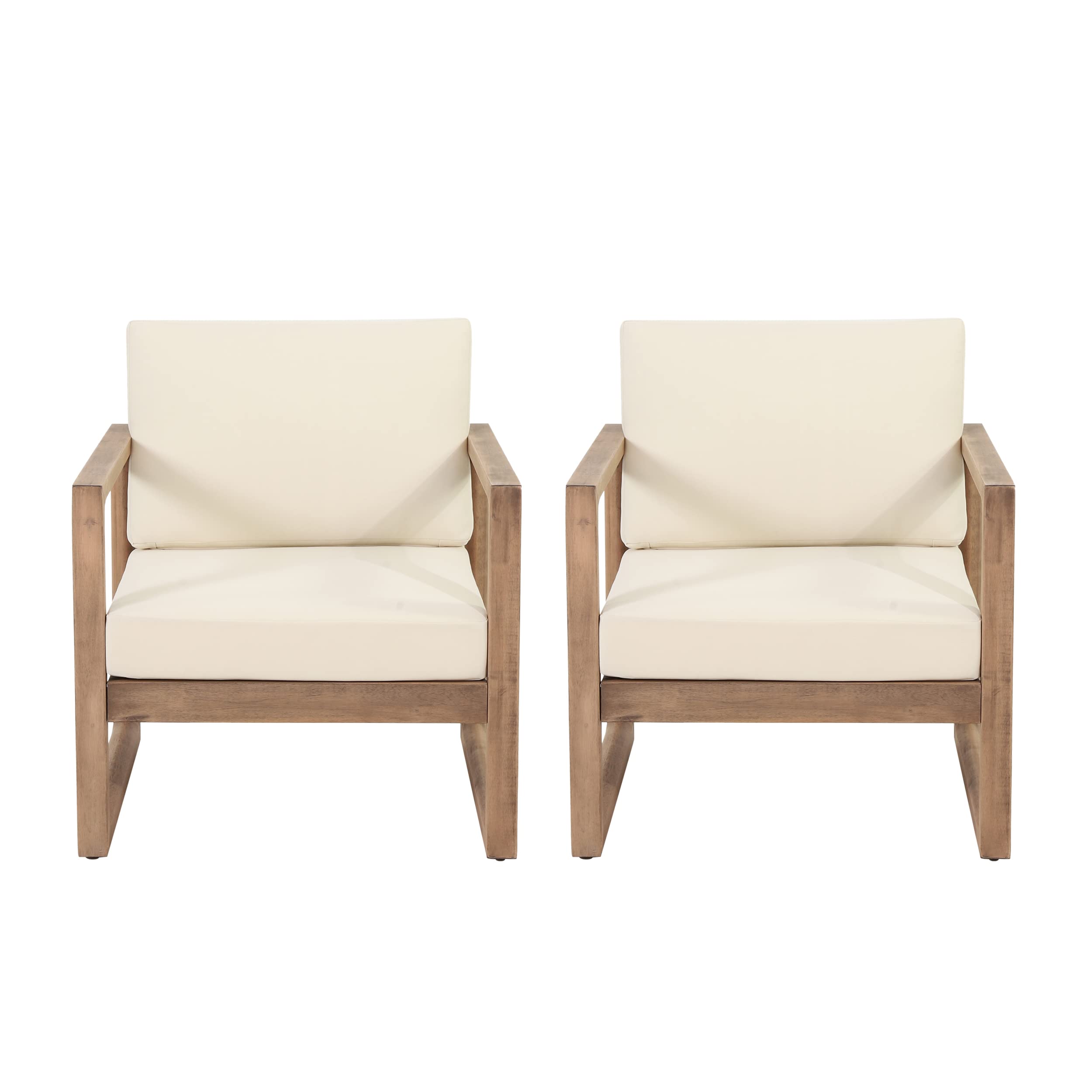 Christopher Knight Home Stefan Club Chair - Beige & Brown Wash Upholstered Accent Chair for Living Room, Lounge, or Office