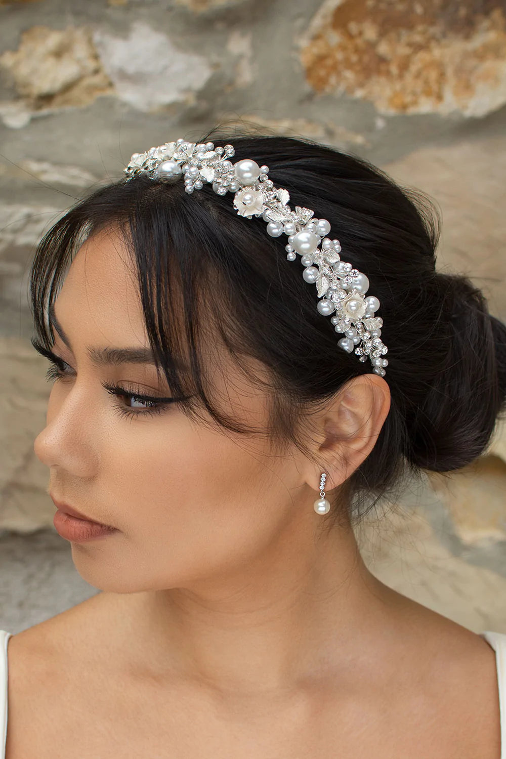 Layla Pearl Crystal Floral Bridal Headband - Elegant Wedding Hair Accessory for Bride, Bridesmaids & Special Occasions