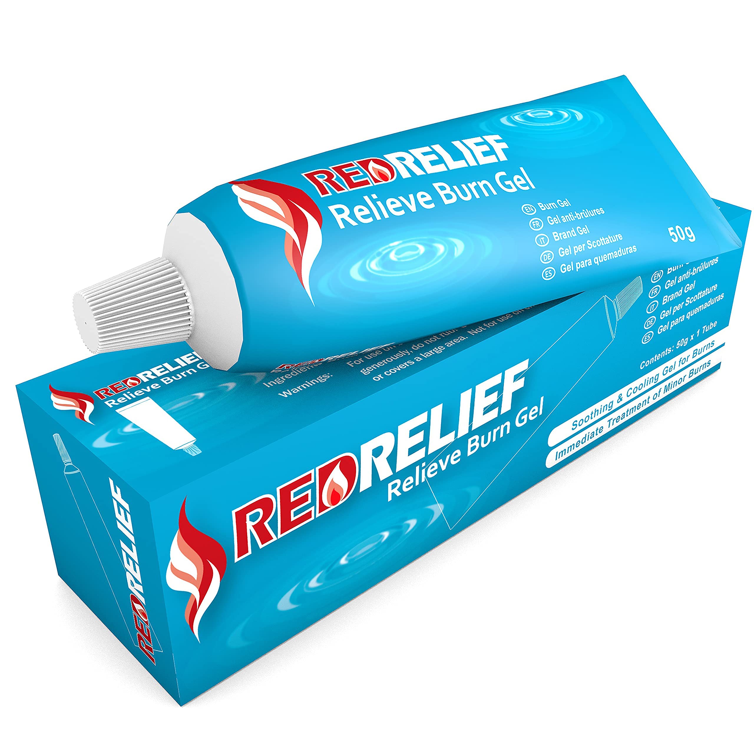 RedRelief Emergency Burn Gel 50g Tube - Fast-Acting Soothing & Cooling Treatment for Burns, Scalds, Sunburn Relief | First Aid Kit Essential for Home, Kitchen, Camping & Outdoor Activities