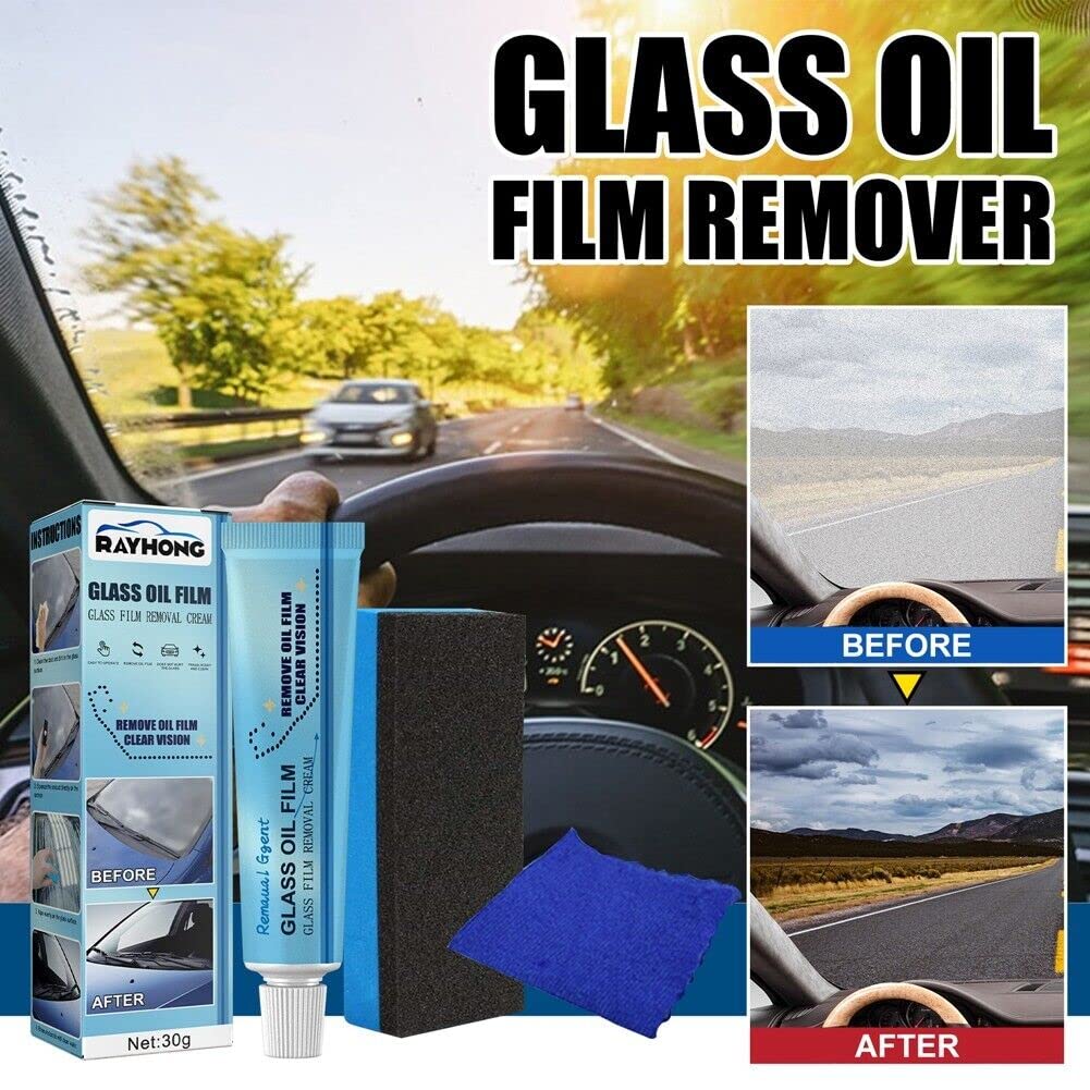 Premium Car Glass Oil Film Cleaner & Windshield Degreaser - Universal Auto Glass Polish & Remover for Streak-Free Shine (1 Piece) - Ideal for Cars, Trucks, SUVs & Motorcycles