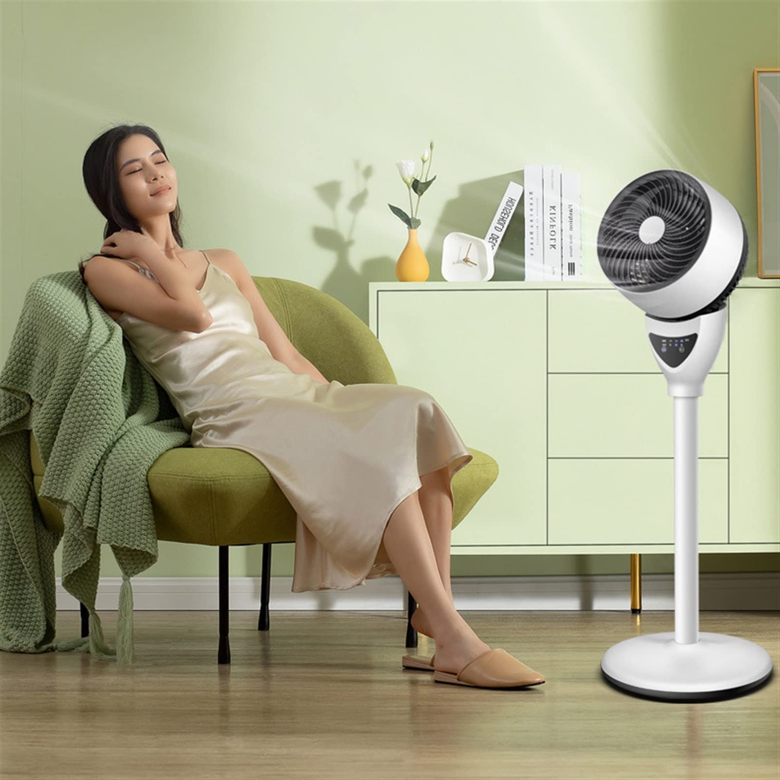 Quiet Oscillating Pedestal Fan with Remote Control - 3 Adjustable Speeds, Built-in Timer, Portable Standing Desk Fan for Home, Office & Bedroom - Perfect for Cooling, Air Circulation & White Noise Sleeping