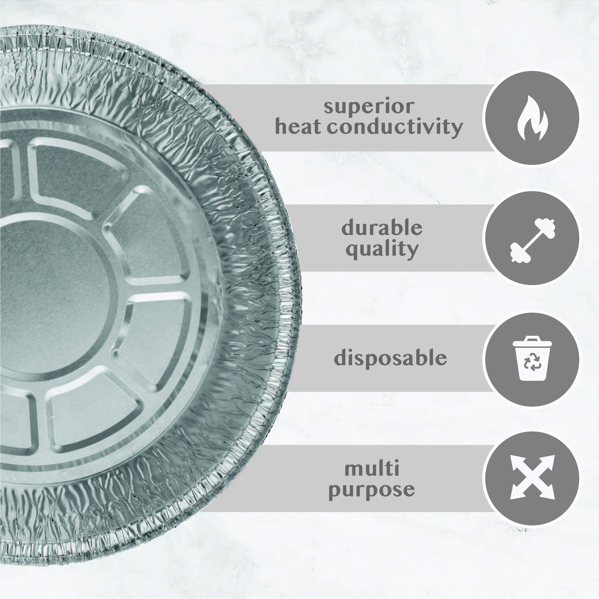 Plasticpro 6-Inch Round Disposable Aluminum Foil Cake Pans - Oven, Freezer Safe Baking Pans for Cakes, Cupcakes, Pies & Desserts - Perfect for Baking, Cooking, Storage & Meal Prep - Pack of 50