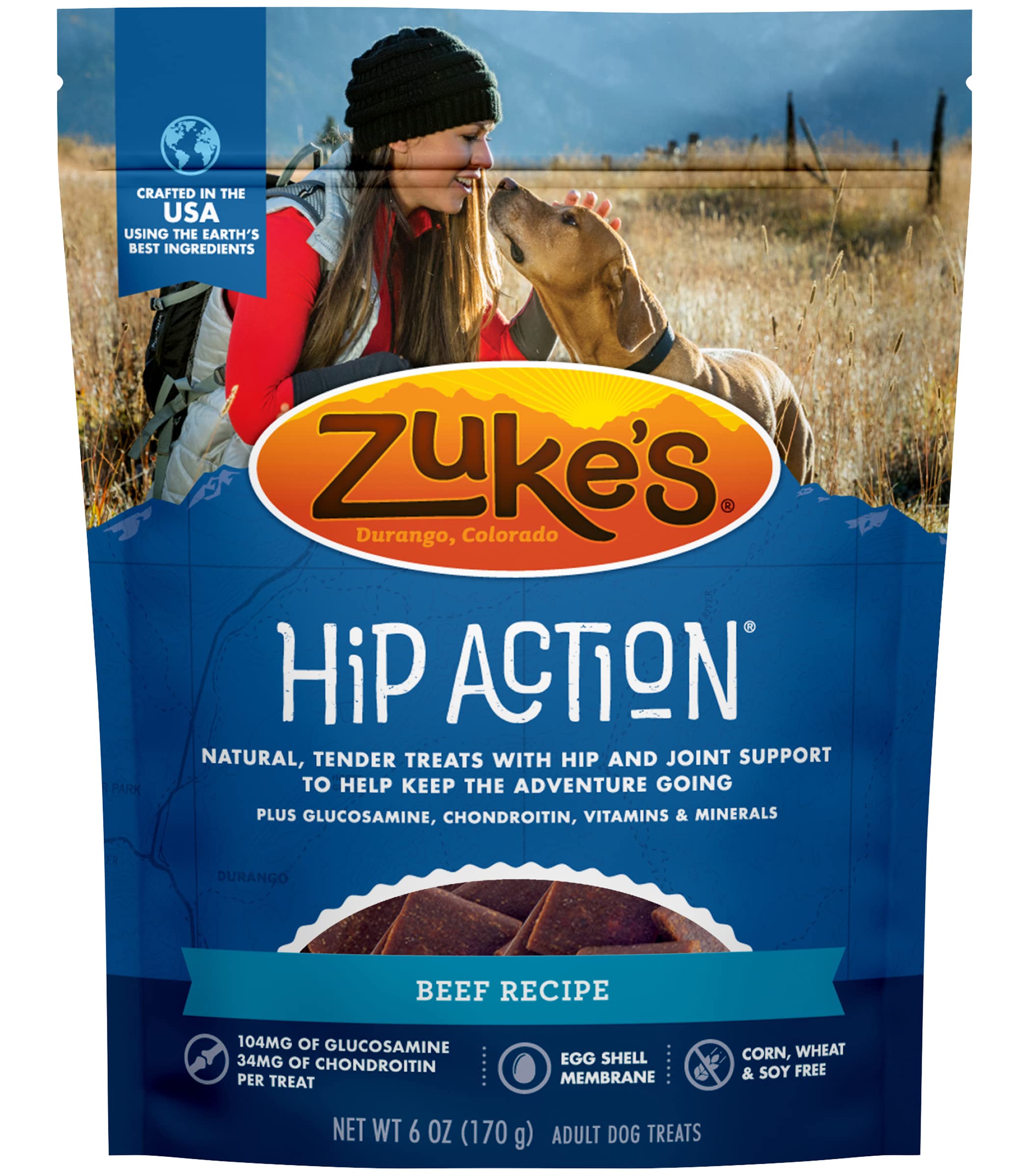 Zuke's Natural Beef Recipe Hip Action Dog Treats - Tender & Healthy Joint Support Snacks for Adult Dogs - 6oz Pack of 2 - Perfect for Training Rewards & Mobility Care
