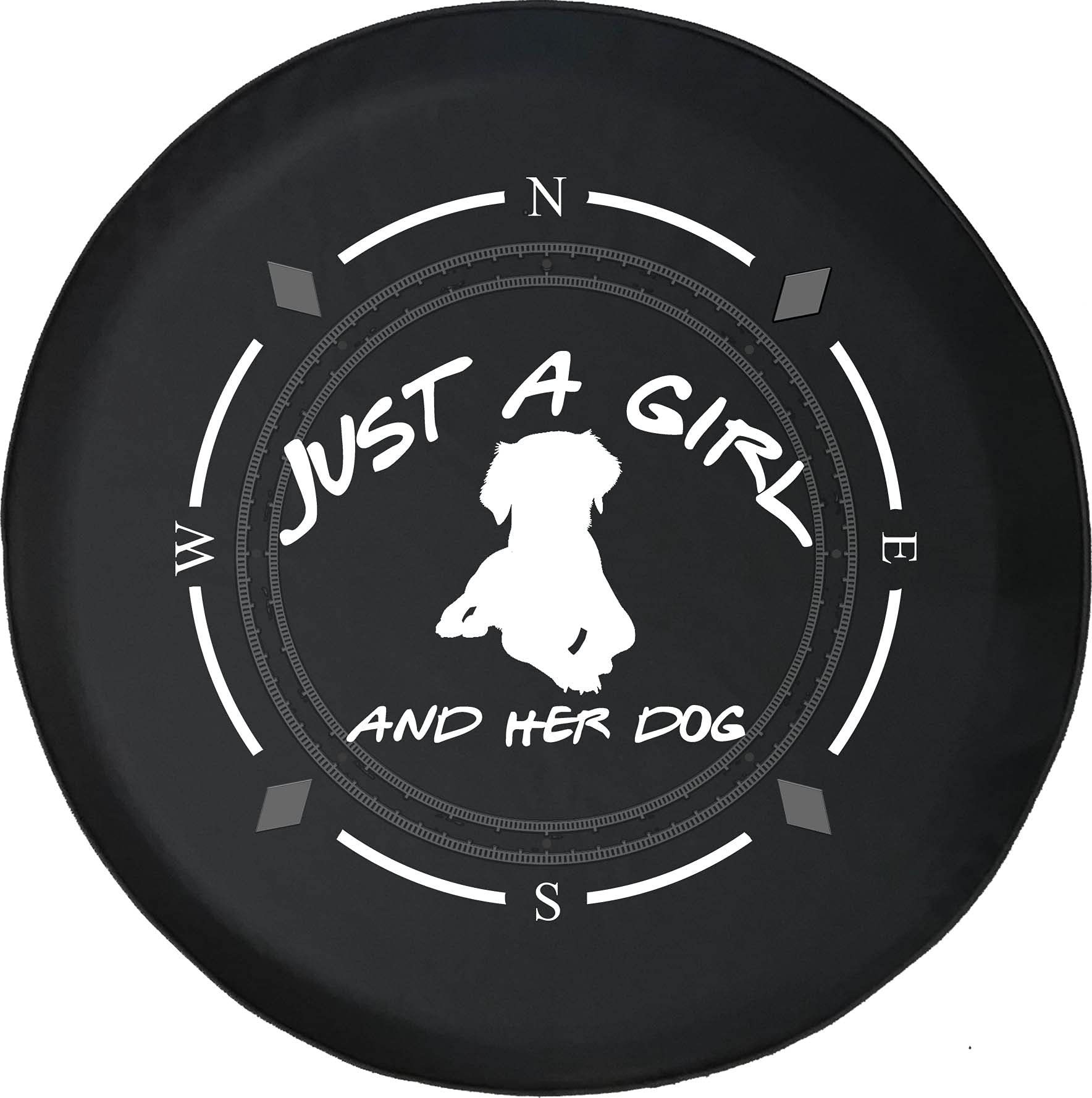 American Unlimited Spare Tire Cover with Compass Design - Just a Girl & Her Dog Labrador Wheel Cover for SUV, Trailer, RV Accessories | Fits Most Vehicles | Perfect for Road Trips, Camping & Outdoor Adventures