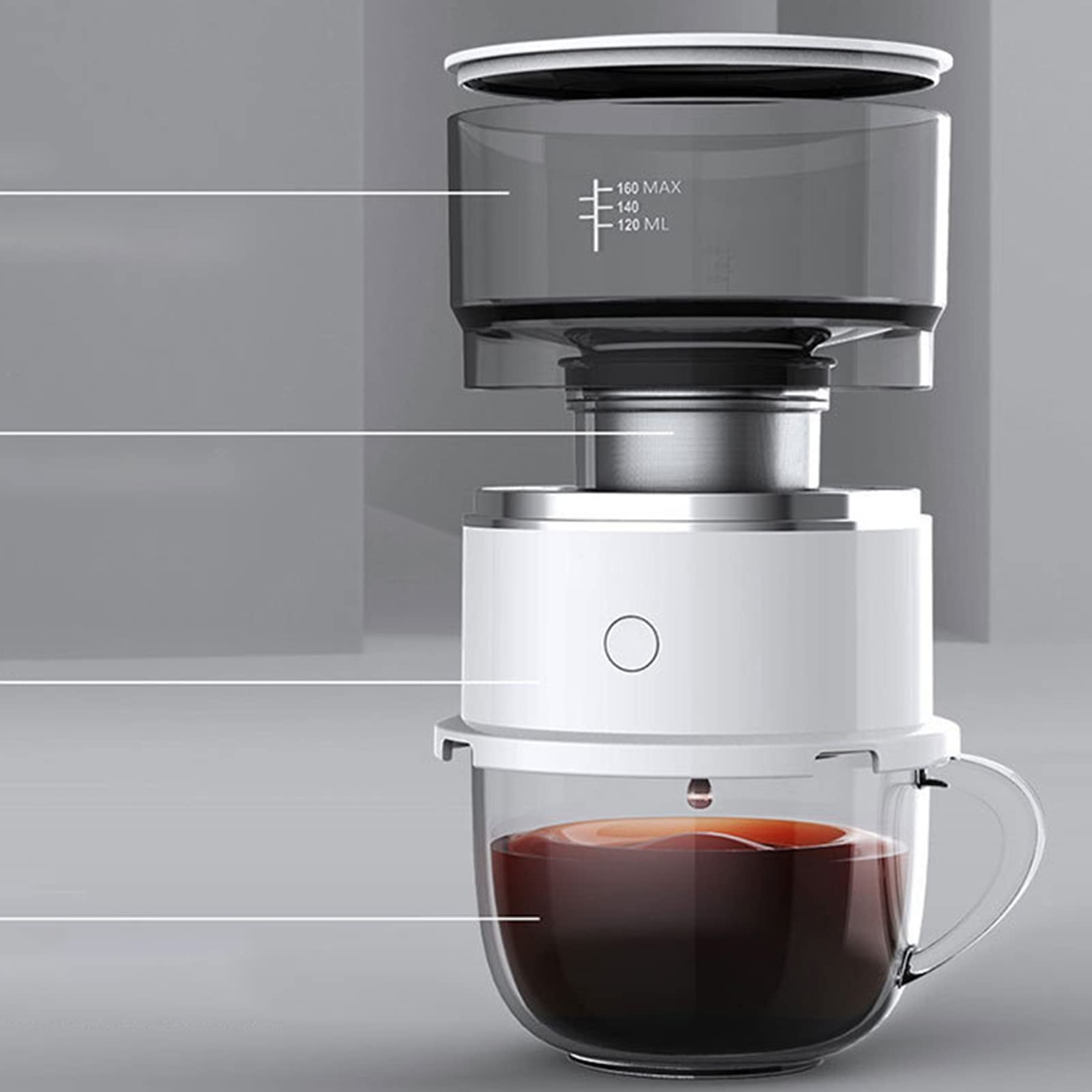 Portable Espresso Machine - Mini Travel Coffee Maker for Camping, Outdoor & Home Use | Hand Brewed Automatic Coffee Pot | Perfect for Office, Car & Backpacking Trips