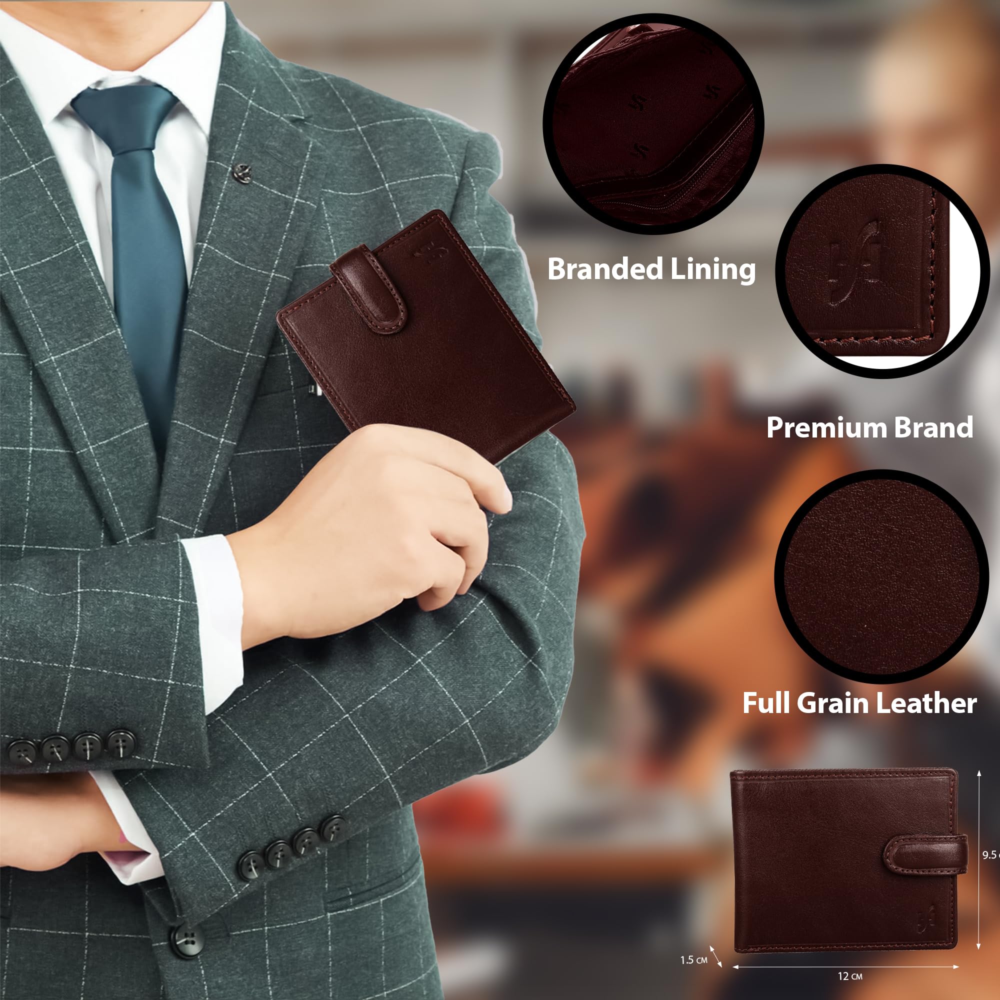 Premium STARHIDE Men's RFID Blocking Slim Leather Bifold Wallet with Zip Coin Pocket - Contactless Protection, Genuine Leather, Gift Boxed (Brown VT) - Perfect for Everyday Carry, Travel & Business Use