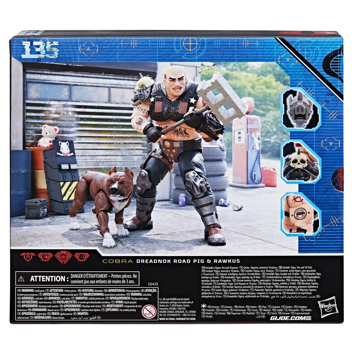 G.I. Joe Classified Series Dreadnok Road Pig & Rawkus Pit Bull Dog Action Figure Set - Collectible Military Toy for Display & Play
