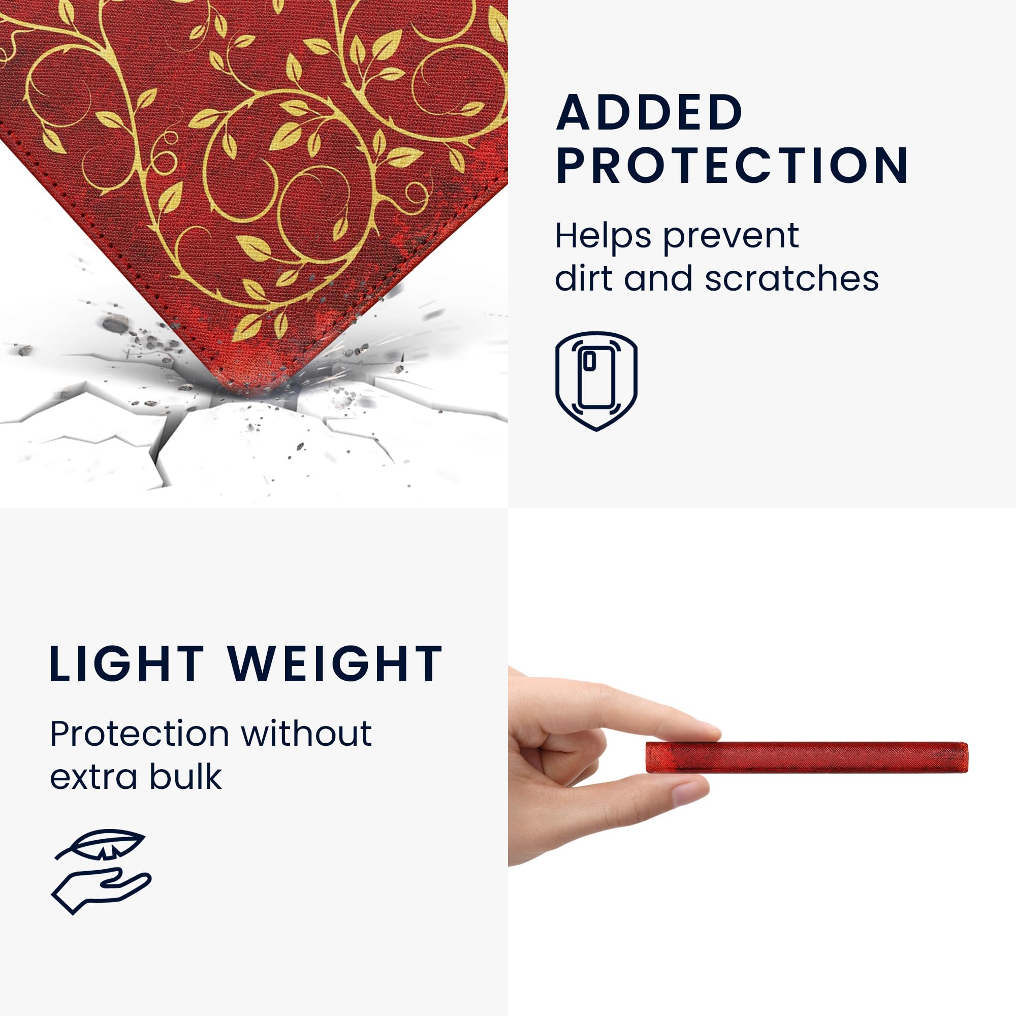 kwmobile Premium PU Leather Case for Amazon Kindle Paperwhite 11th Generation (2021 Release) - Protective Cover with Hand Strap in Vibrant Yellow/Orange/Red Colors - Perfect for Reading, Traveling and Daily Use
