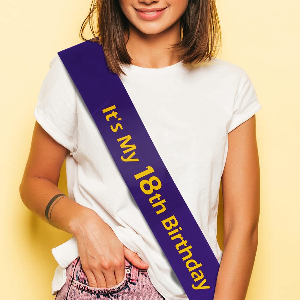 18th Birthday Sash - Elegant Purple Celebration Ribbon for Sweet 16, Quinceañera & Bachelorette Parties | Perfect for Milestone Birthdays & Special Events
