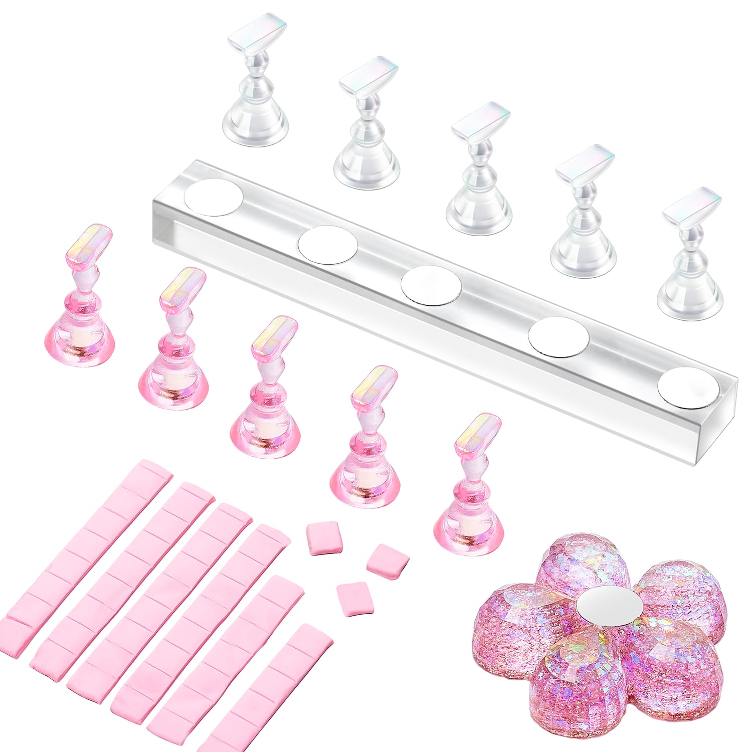 Makartt Professional Acrylic Nail Stand - Magnetic Nail Practice Stand with Super Strong Nail Glue Kit for Press On Nails & Nail Tips - Perfect for Salon Training, DIY Manicures & Nail Art Practice at Home