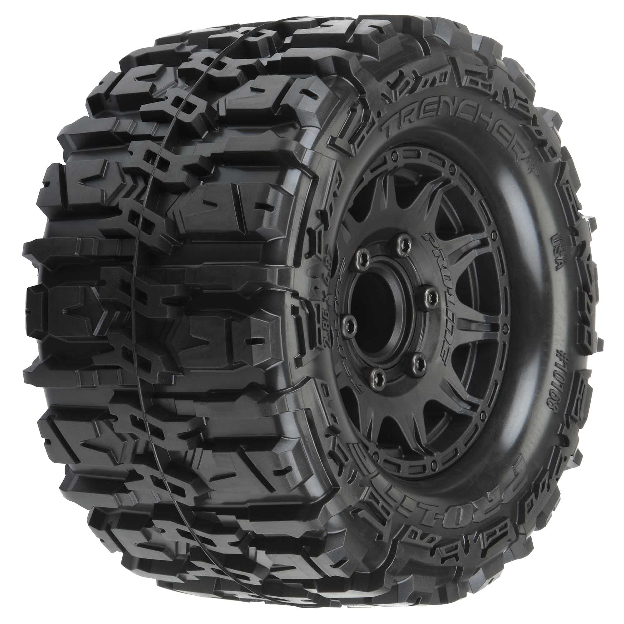 Pro-Line Racing Trencher HP 2.8 Belted Tires for MTD Raid 6x30 Wheels (PRO1016810) - High-Performance Off-Road RC Car Tires for Racing and Bashing