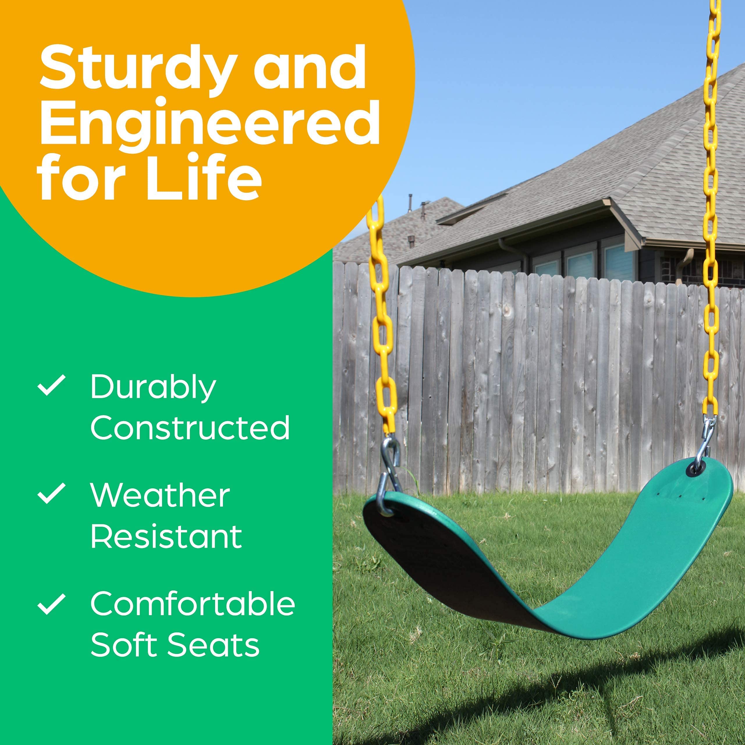 **Heavy Duty Jungle Gym Swing Seat Replacement Kit - Pack of 2 Green Outdoor Swing Sets with Durable Chains - Perfect for Backyard Playgrounds, Kids' Swingsets & Outdoor Fun**
