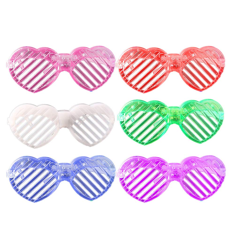 PRETYZOOM LED Light Up Glasses - Heart Shape Flashing LED Party Glasses, 12 Pack - Fun Glow Accessories for Raves, Concerts, Halloween & Night Events