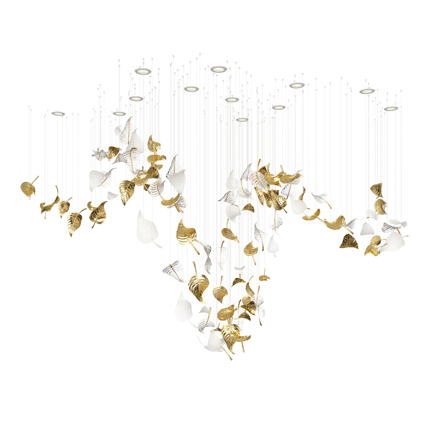 Linden Leaves Chandelier - Elegant Floral Crystal Ceiling Light Fixture for Dining Room, Bedroom & Living Room Decor