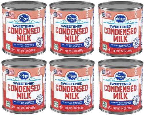 6-Pack Sweetened Condensed Milk - Pure Milk & Sugar, 14 oz Cans - Perfect for Baking, Coffee, Desserts & Homemade Treats