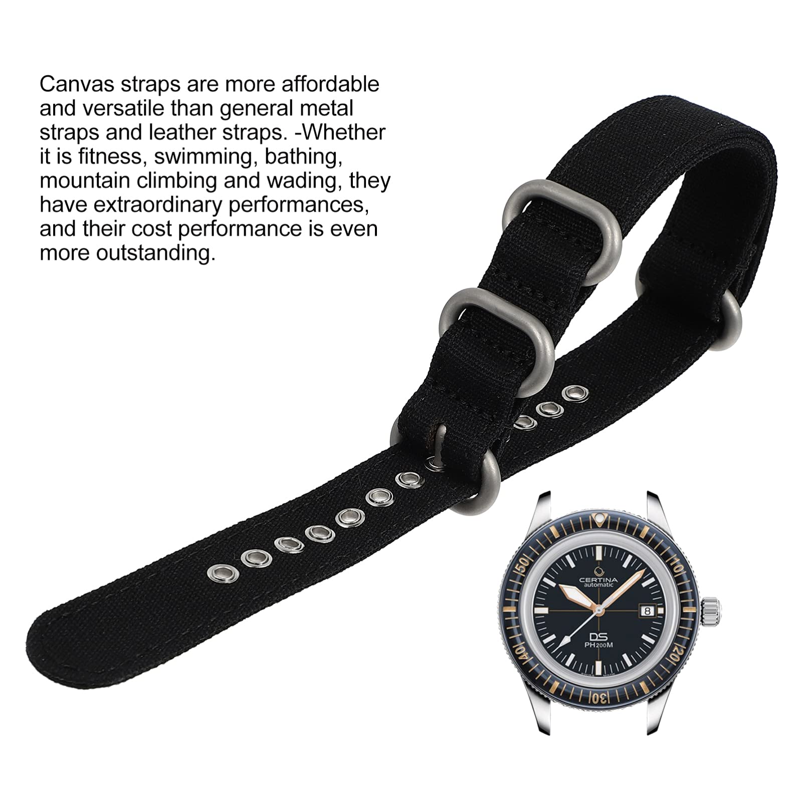 Hemobllo Canvas Watch Band - Stylish Replacement Strap for Smartwatches, Perfect for Casual & Office Wear