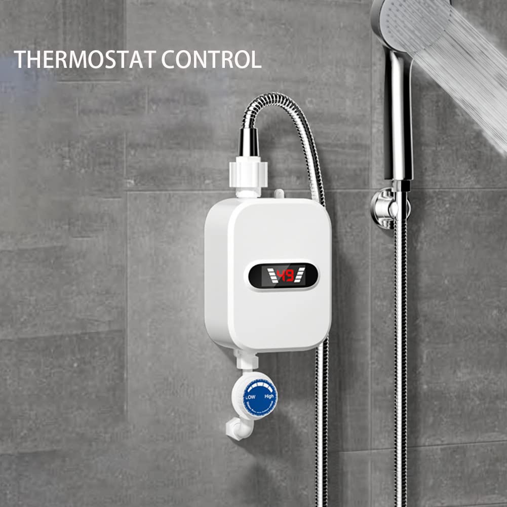 Instant Electric Tankless Water Heater - LCD Digital Thermostat for Bathroom & Kitchen | Fast Hot Water On Demand for Showers, Sinks & Faucets
