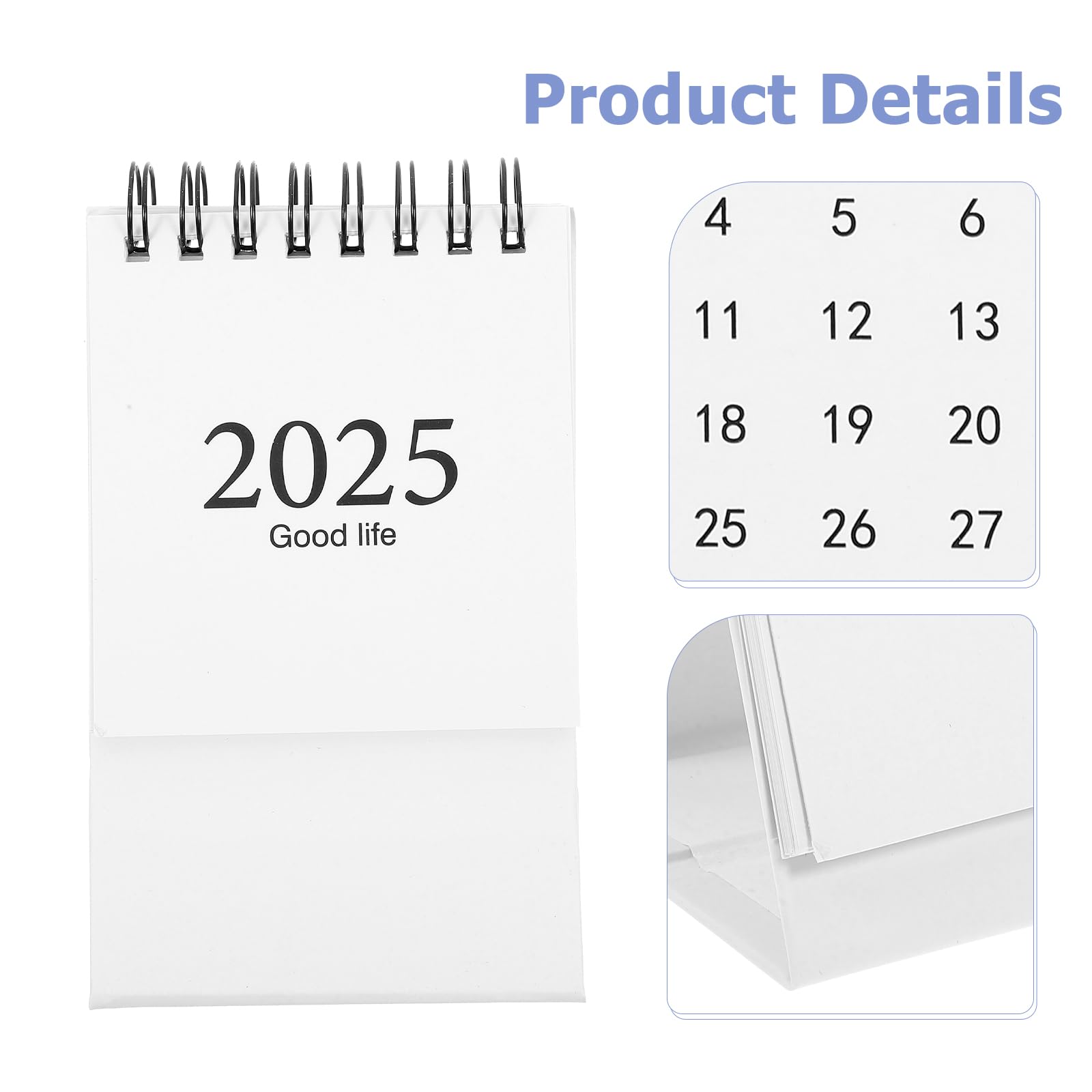 2025 Stand Up Desktop Calendar - Flip Schedule Planner for Home & Office - Small Table Top Calendar with White Design - Perfect for Desk Organization & Decoration