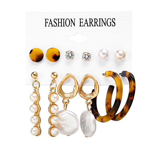 6 Pairs Fashion Tassel Earrings Set for Women & Girls - Acrylic Hoop, Stud & Drop Dangle Earrings - Classic Jewelry Gift for Birthday, Party & Daily Wear (JKRED135, One Size)