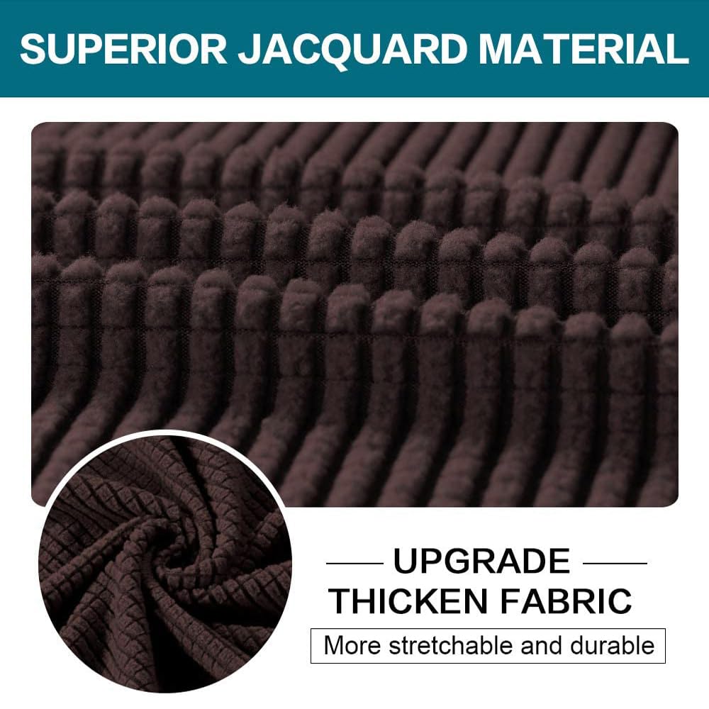 Turquoise 4-Piece Sofa Slipcover Set for 3-Cushion Couch - Washable Jacquard Fabric Furniture Protector with 3 Individual Cushion Covers (XL, Brown) - Perfect for Pet Owners & Living Room Decor