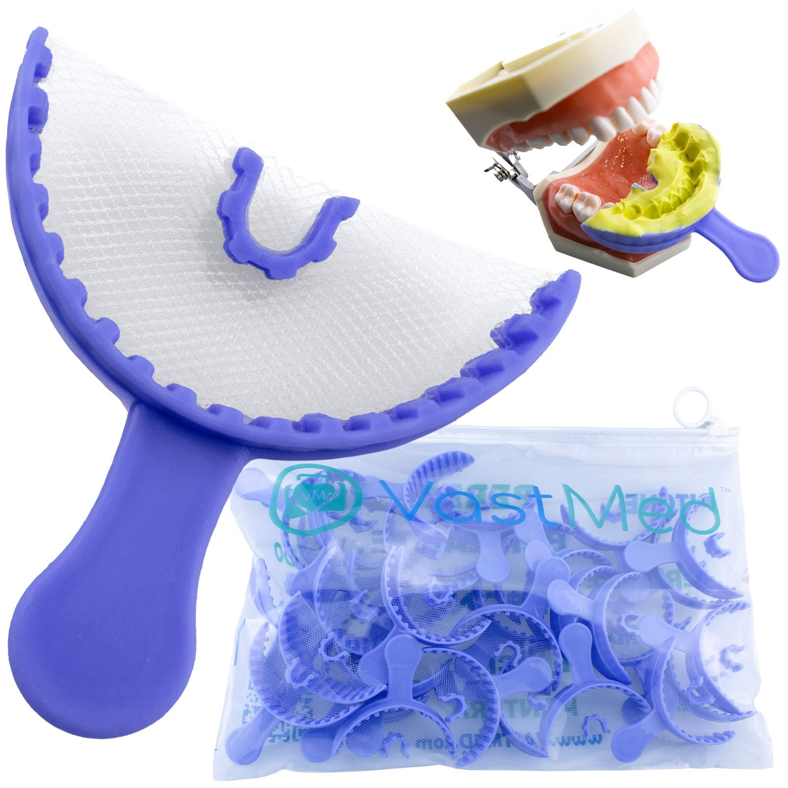105PCs Dental Grade Disposable Triple Bite Registration Tray Set - Anterior Small Full Size | Professional Impression Trays with Rigid Plastic Frame & Nylon Mesh for Accurate Teeth Molds | Perfect for Dentists, Orthodontists & Dental Labs