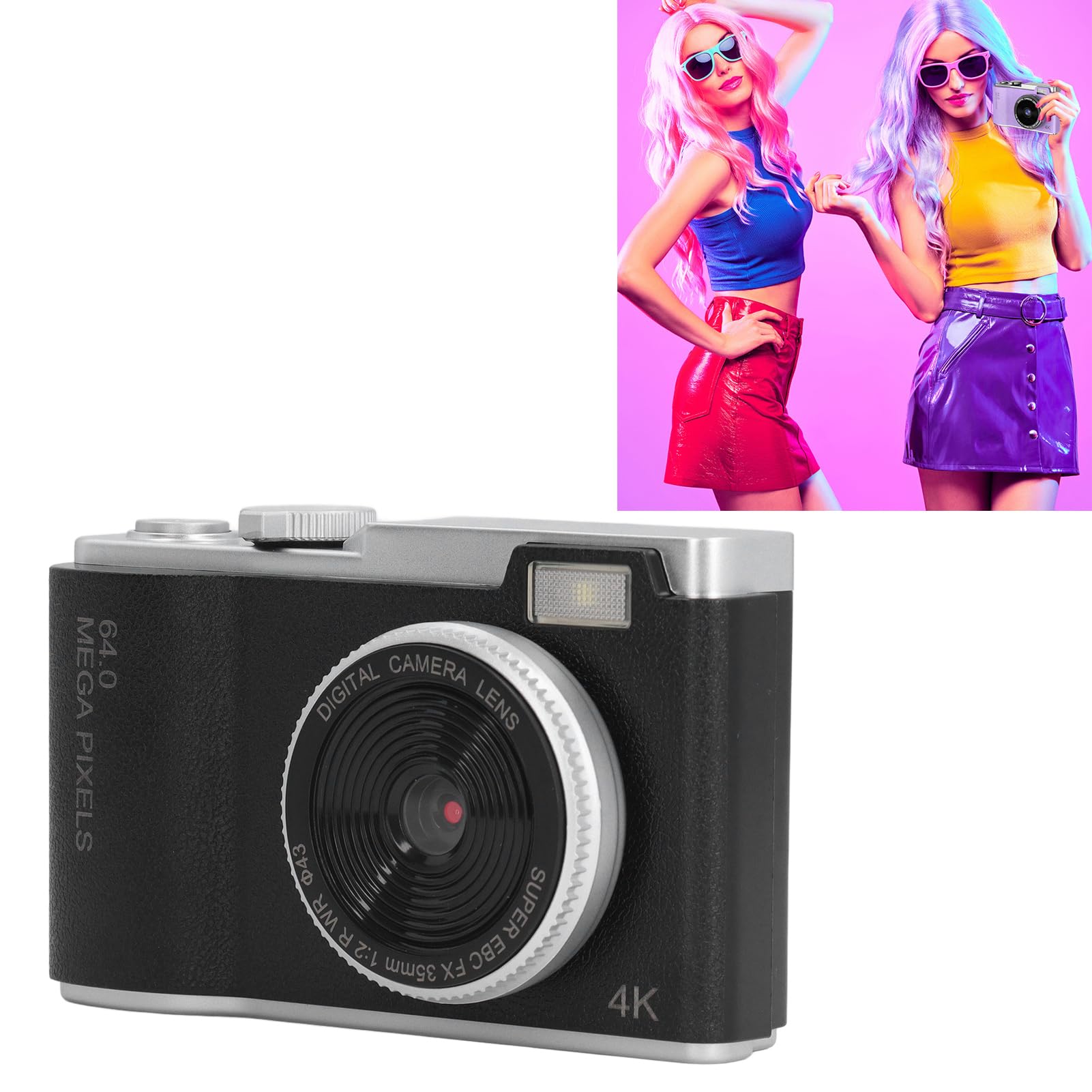48MP Digital Camera with 1080P FHD Video, Auto Focus & 16X Digital Zoom, 2.4in IPS Screen - Compact Travel Vlogging Camera for Kids, Teens & Adults (Black) - Perfect for YouTube, TikTok, Family Trips & Outdoor Adventures