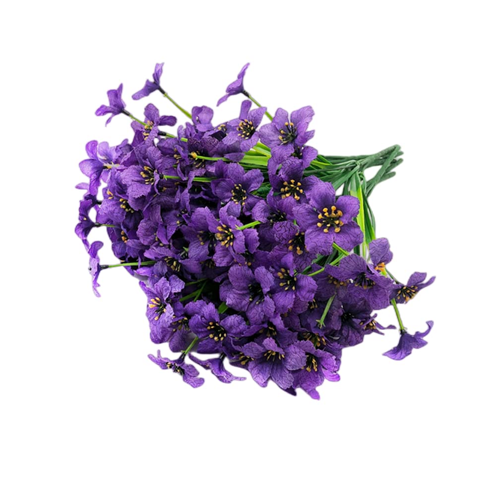 XIYUAN 12 Bundles UV Resistant Artificial Flowers - Fade Proof Fake Plants for Hanging Baskets, Window Boxes, Garden & Porch Decor (Purple) | Perfect for Home, Wedding & Outdoor Decoration