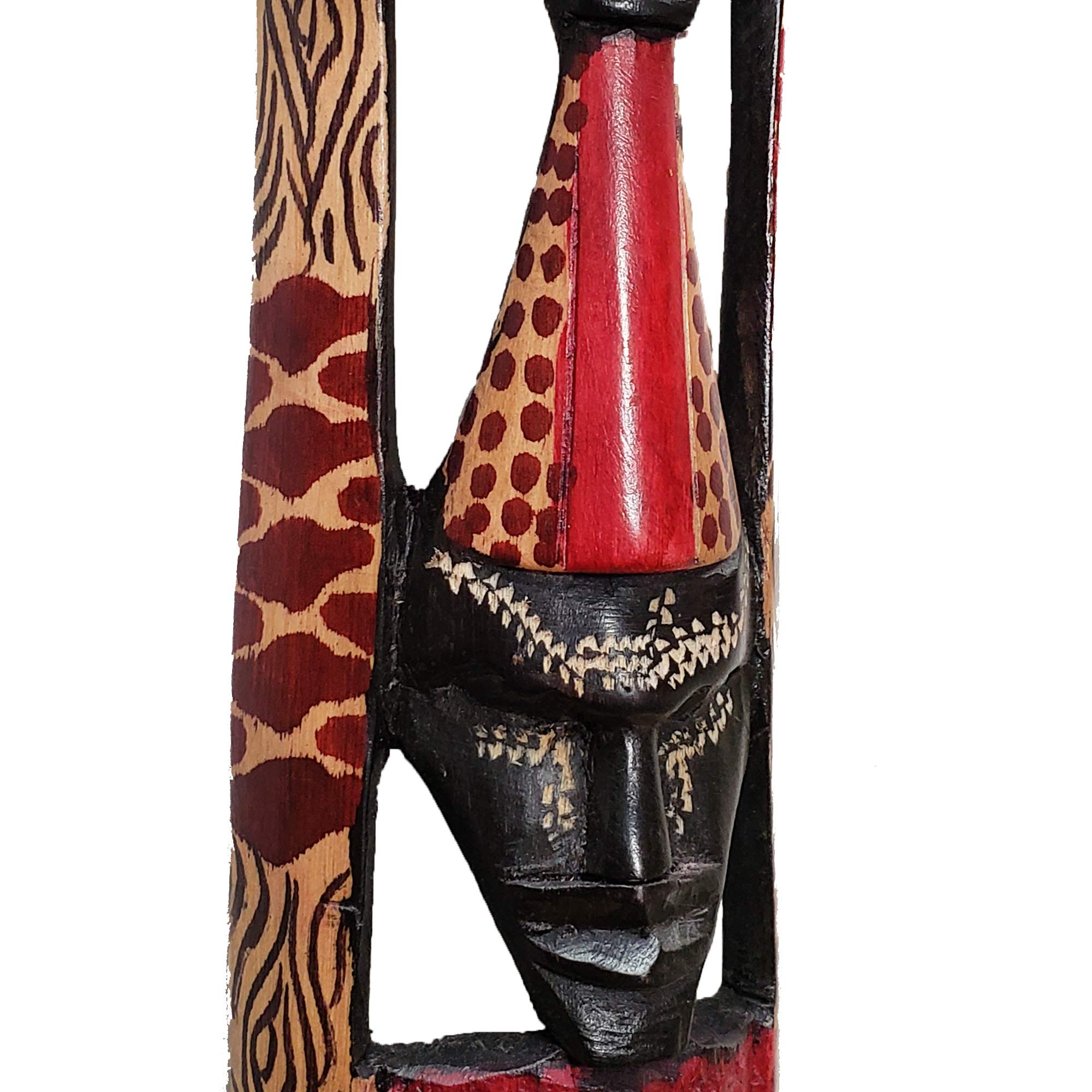 Hand Carved African Tribal Masks Wall Art - Safari Decor with Wild Animal & Tribal Faces for Home & Office Display - Perfect for Living Room, Bedroom, or Cultural Decor