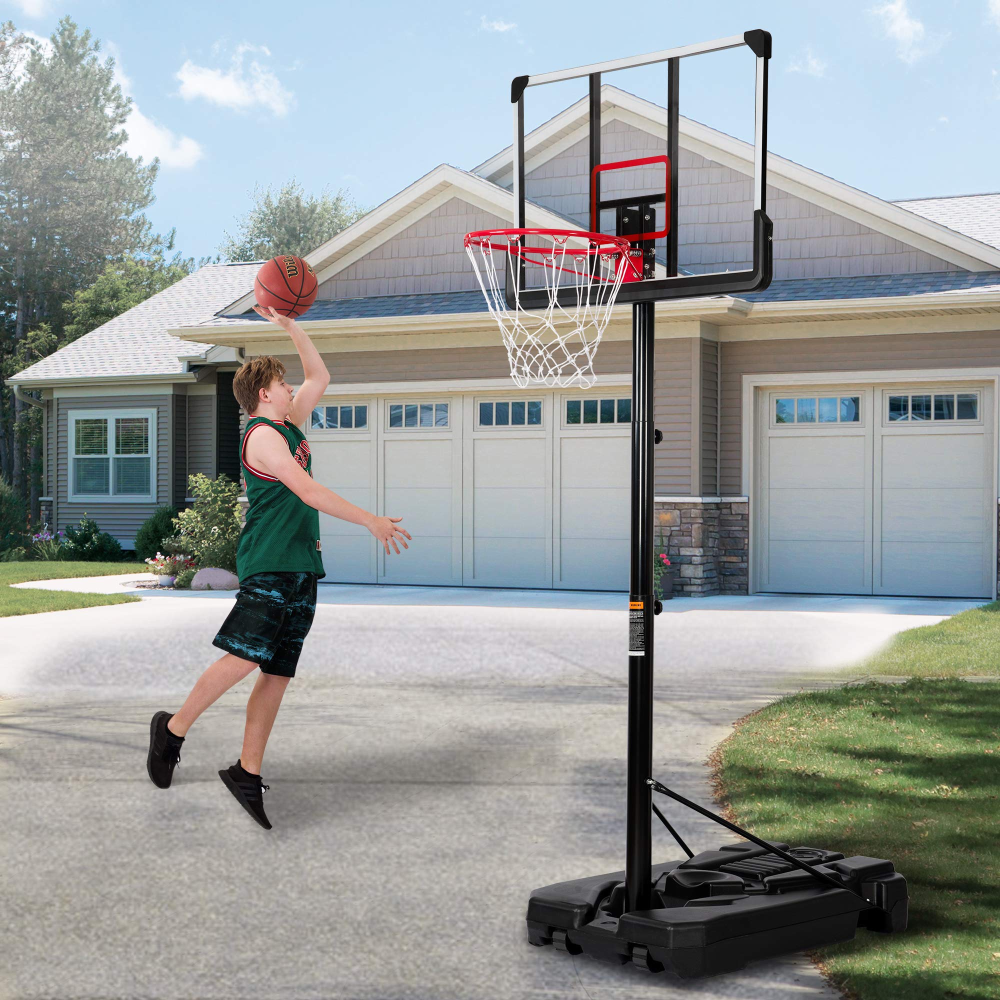 Adjustable Portable Basketball Hoop & Goal System for Outdoor Play - 6.6ft to 10ft Height Adjustment for Youth & Adults - Perfect for Driveway, Backyard, and Park Basketball Games