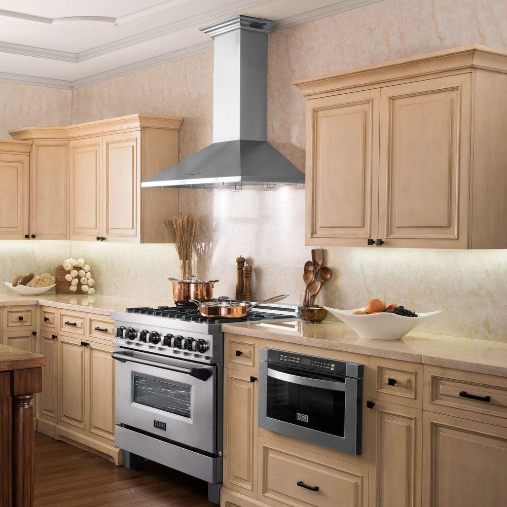 ZLINE KL2CRN BT Stainless Steel Wall Mount Range Hood with Ducted Ventilation & Built-in CrownSound Bluetooth Speakers - Perfect for Modern Kitchens & Home Entertainment