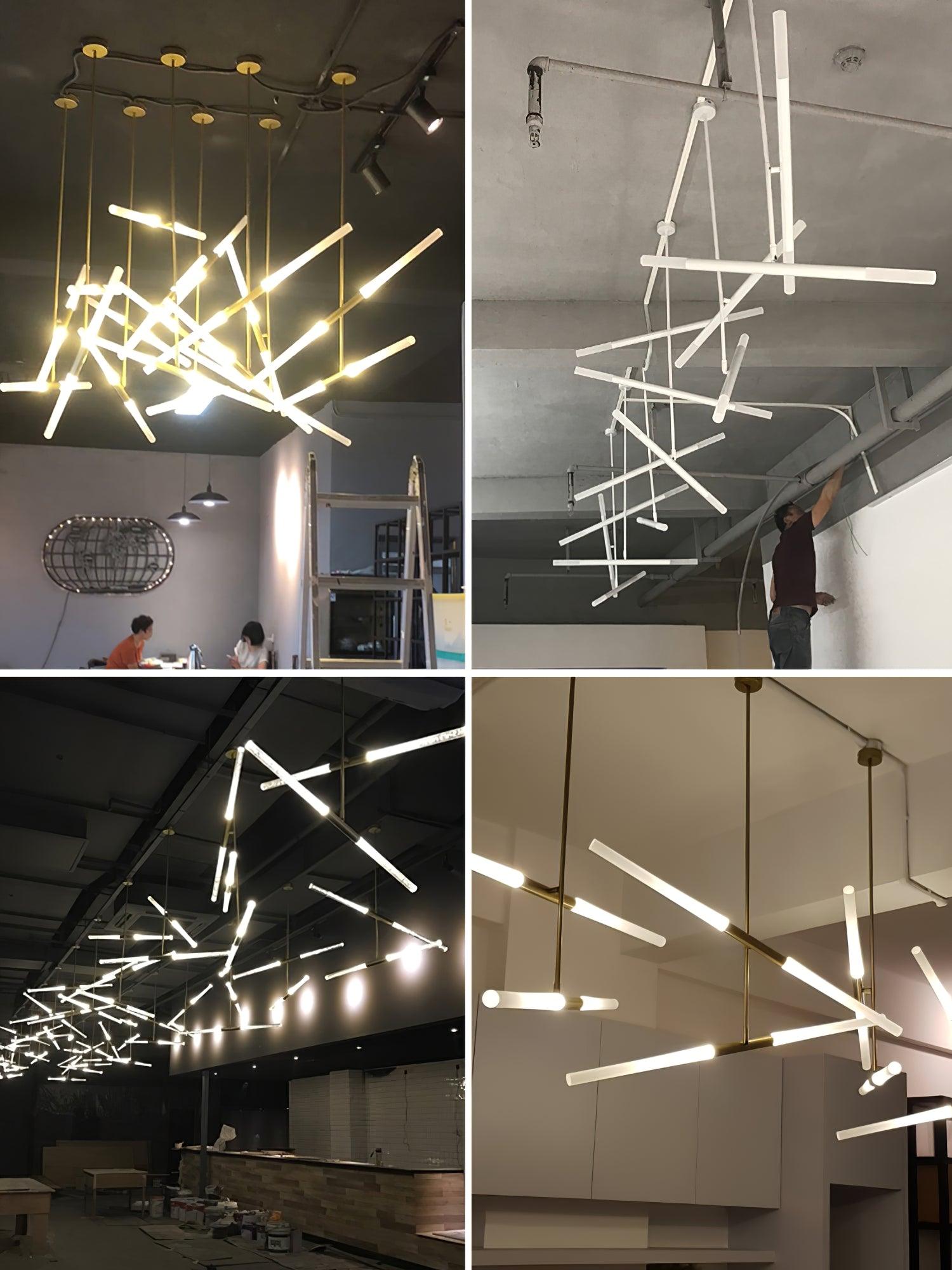 Hash Linear Suspension Light Fixture - Modern Minimalist Pendant Lighting for Kitchen Island, Dining Room & Bedroom