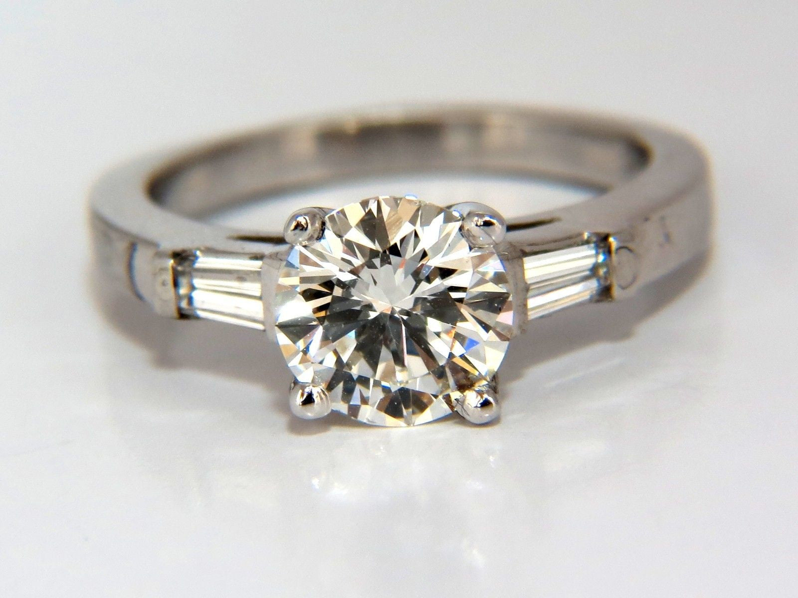1.51ct GIA Certified Round Brilliant Diamond Engagement Ring with 0.30ct Baguette Side Stones in Platinum - Perfect for Proposals, Anniversaries & Special Occasions