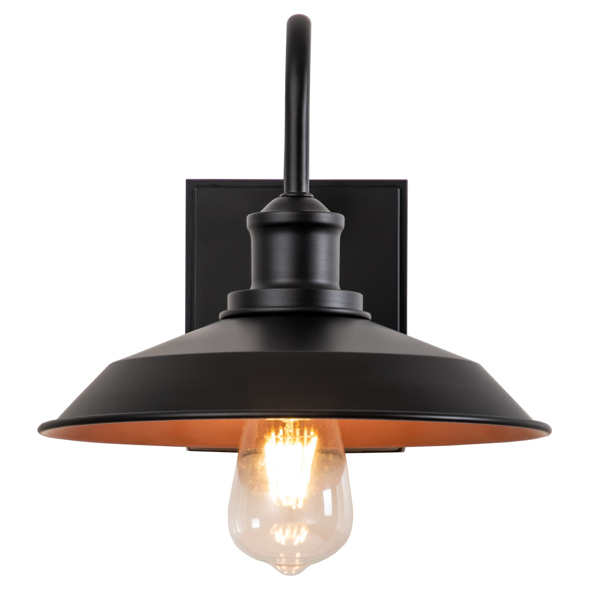 OUPAVOCS Black Waterproof Outdoor Wall Light Fixture with GFCI Outlet - Industrial Farmhouse Porch Light for Exterior, Barn, Garage, Patio - Durable Weatherproof Sconce for Home & Garden Lighting