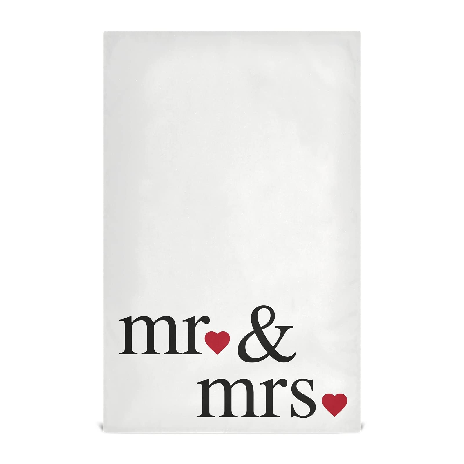 Premium Mr & Mrs Hearts Kitchen Towels Set of 4 - Soft Absorbent Polyester Dishcloths (28x18 Inch) - Decorative Hand Towels, Dish Towels & Tea Towels for Cooking, Baking & Kitchen Decor