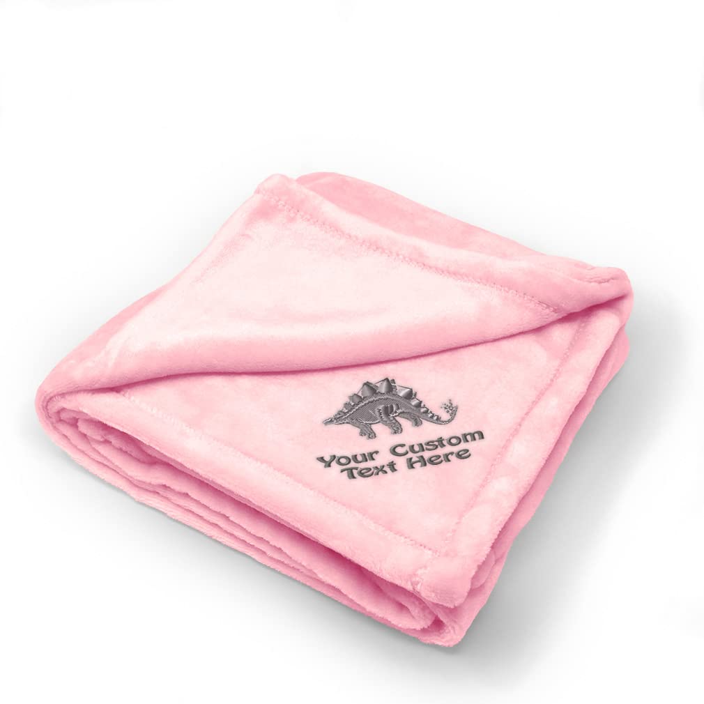 Custom Embroidered Dinosaur Baby Blanket for Boys & Girls - Soft Nursery Bedding with Silver Accents | Perfect for Cribs, Strollers & Gift Registries