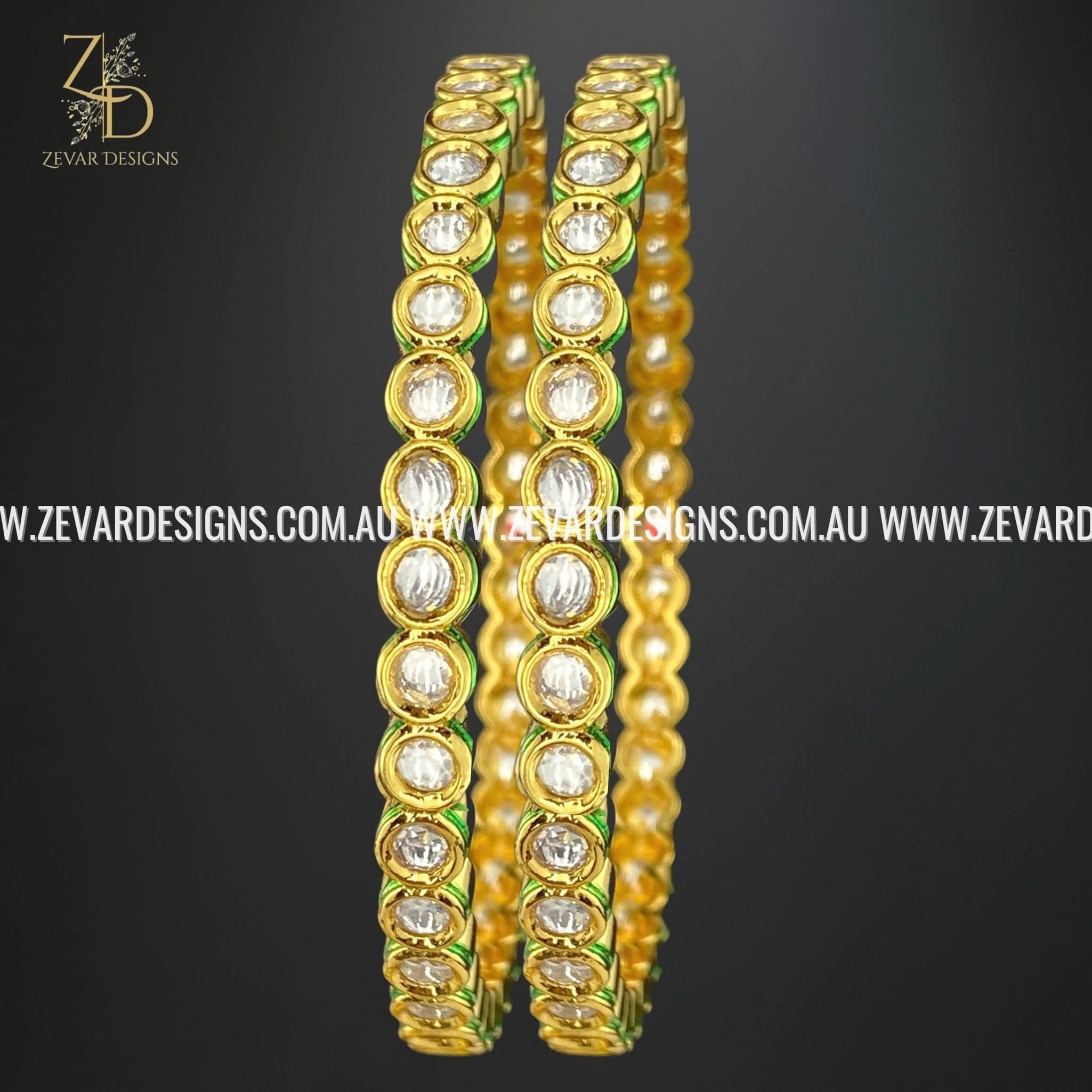 Exquisite Kundan Bangles for Women - Slim Round Indian Traditional Jewelry for Weddings, Parties & Festive Occasions